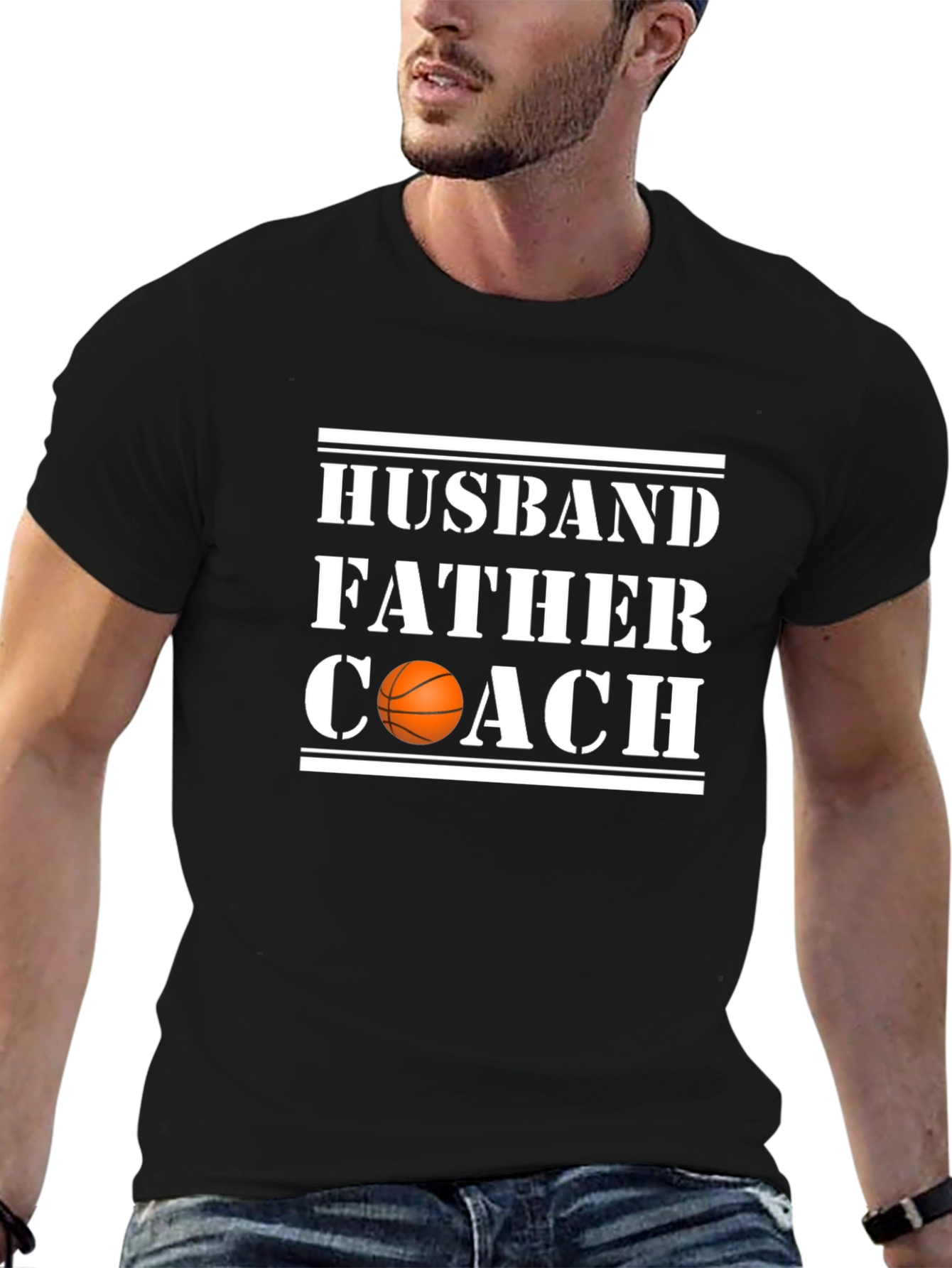 Husband Father Coach Basketball Graphic Tee