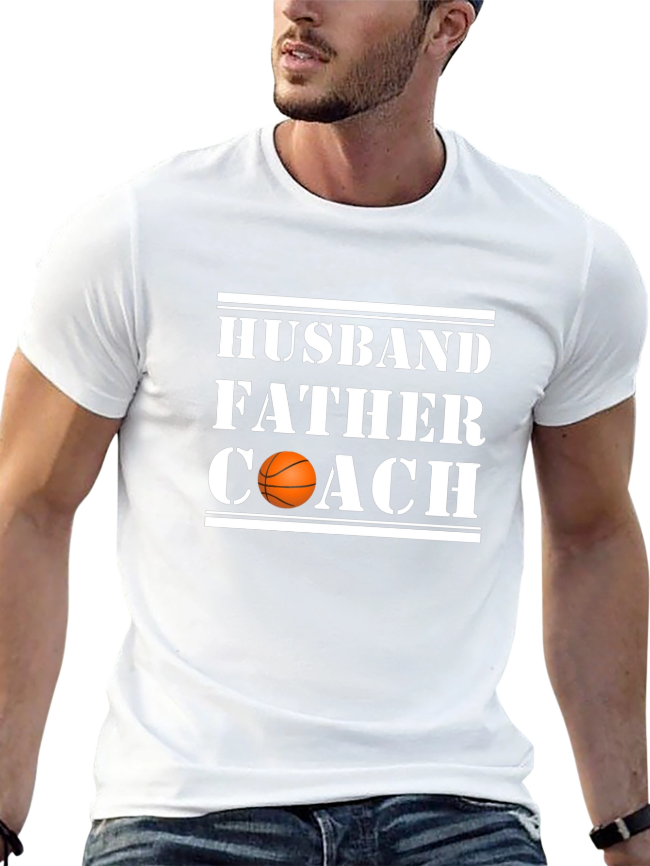 Husband Father Coach Basketball Graphic Tee