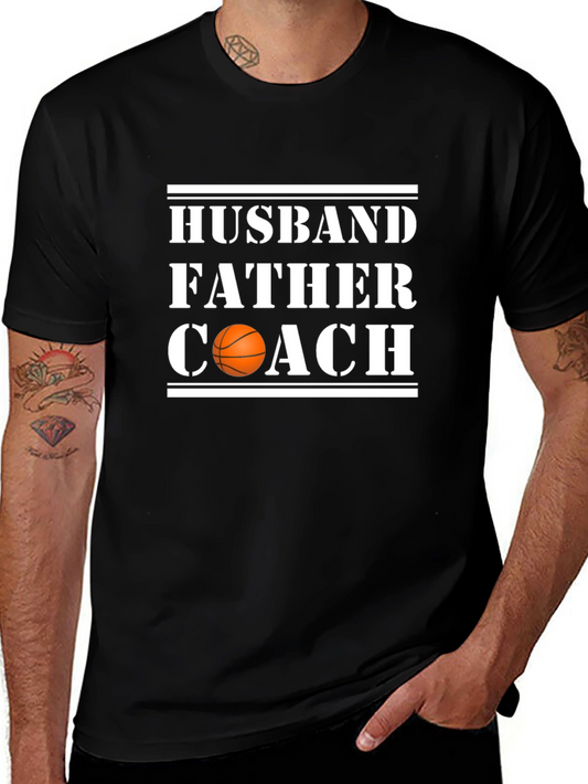 Husband Father Coach Basketball Graphic Tee