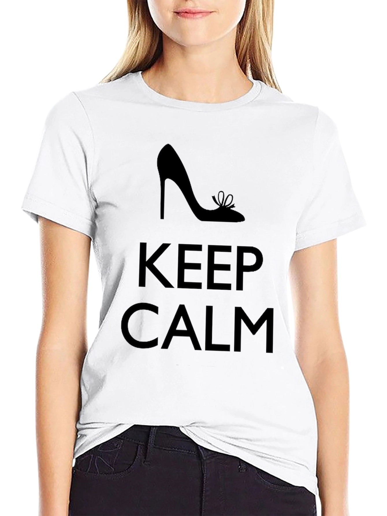 Keep Calm High Heel Graphic T-Shirt