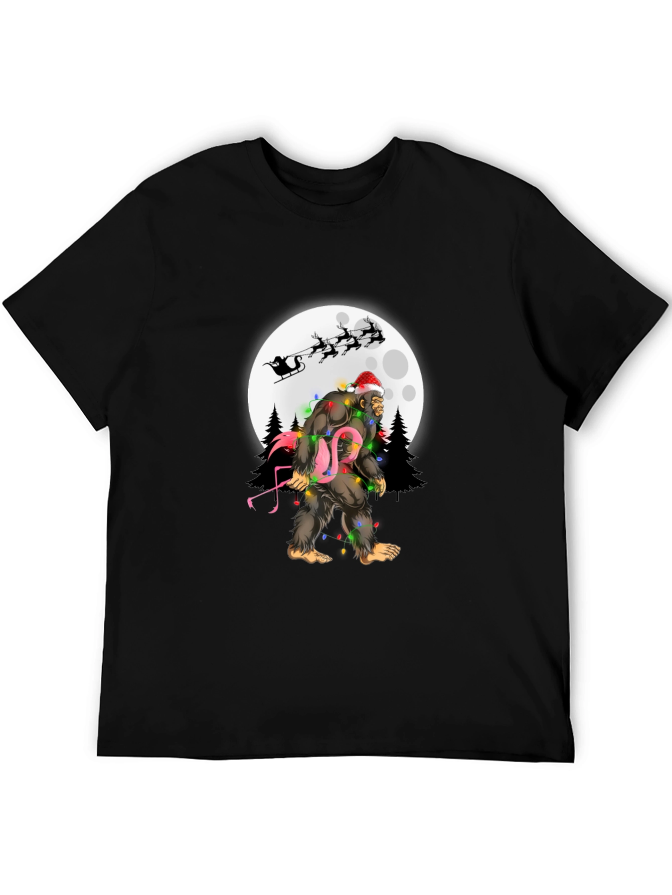 Sasquatch Flamingo Christmas T-Shirt