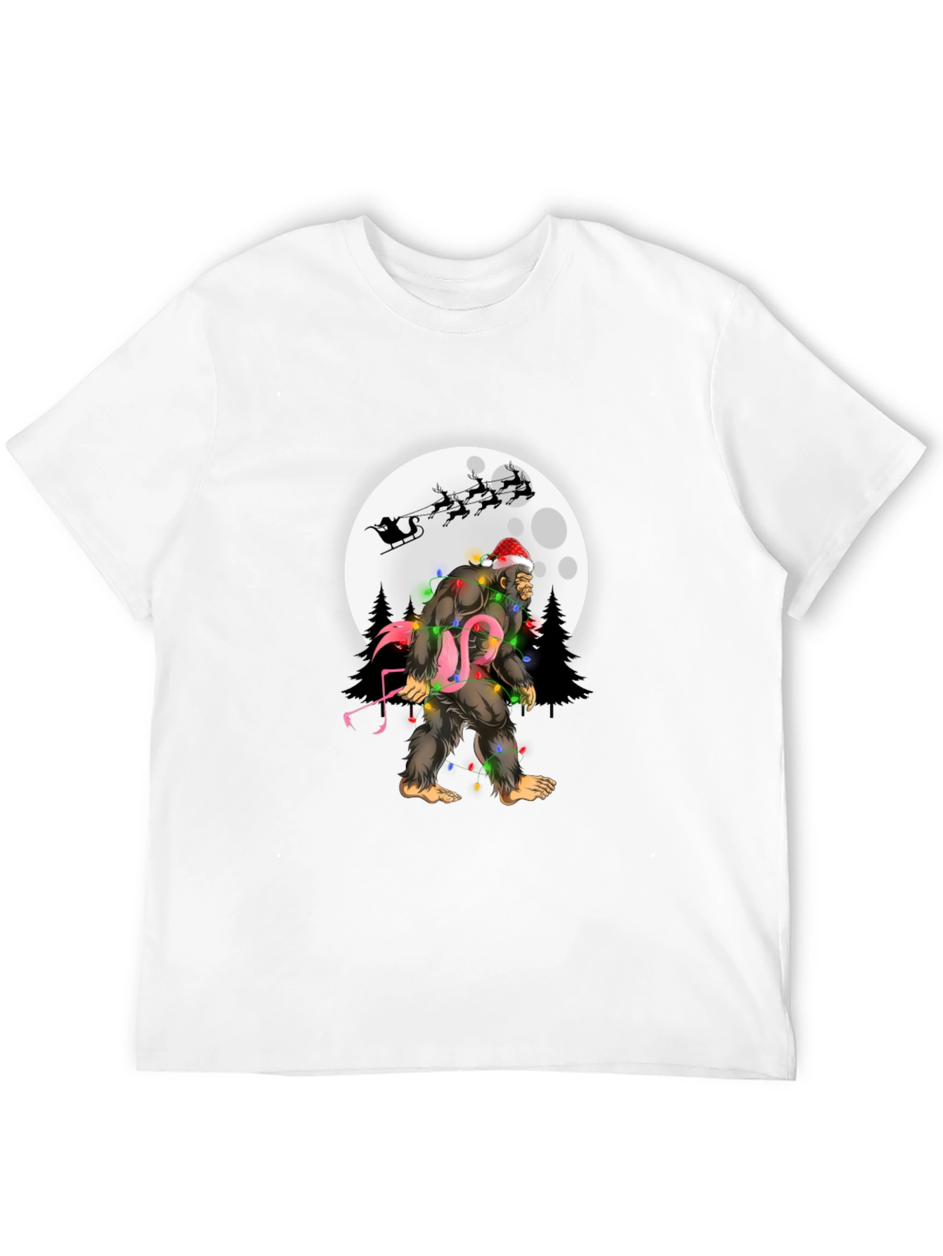 Sasquatch Flamingo Christmas T-Shirt