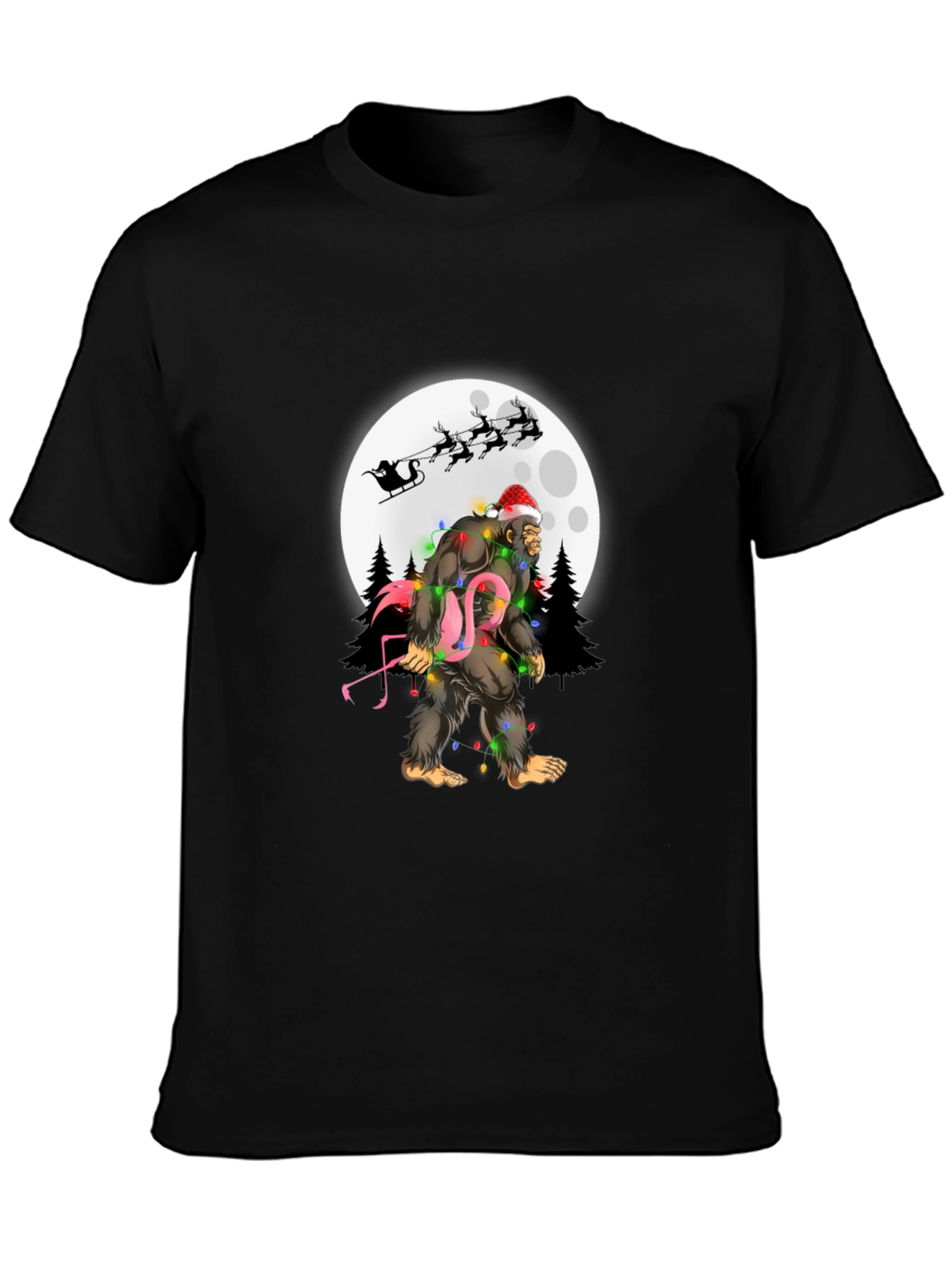 Sasquatch Flamingo Christmas T-Shirt