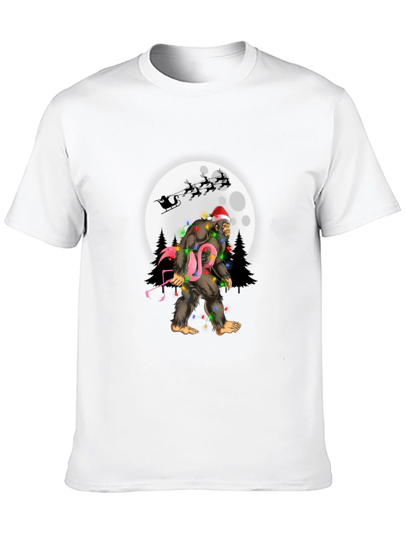 Sasquatch Flamingo Christmas T-Shirt