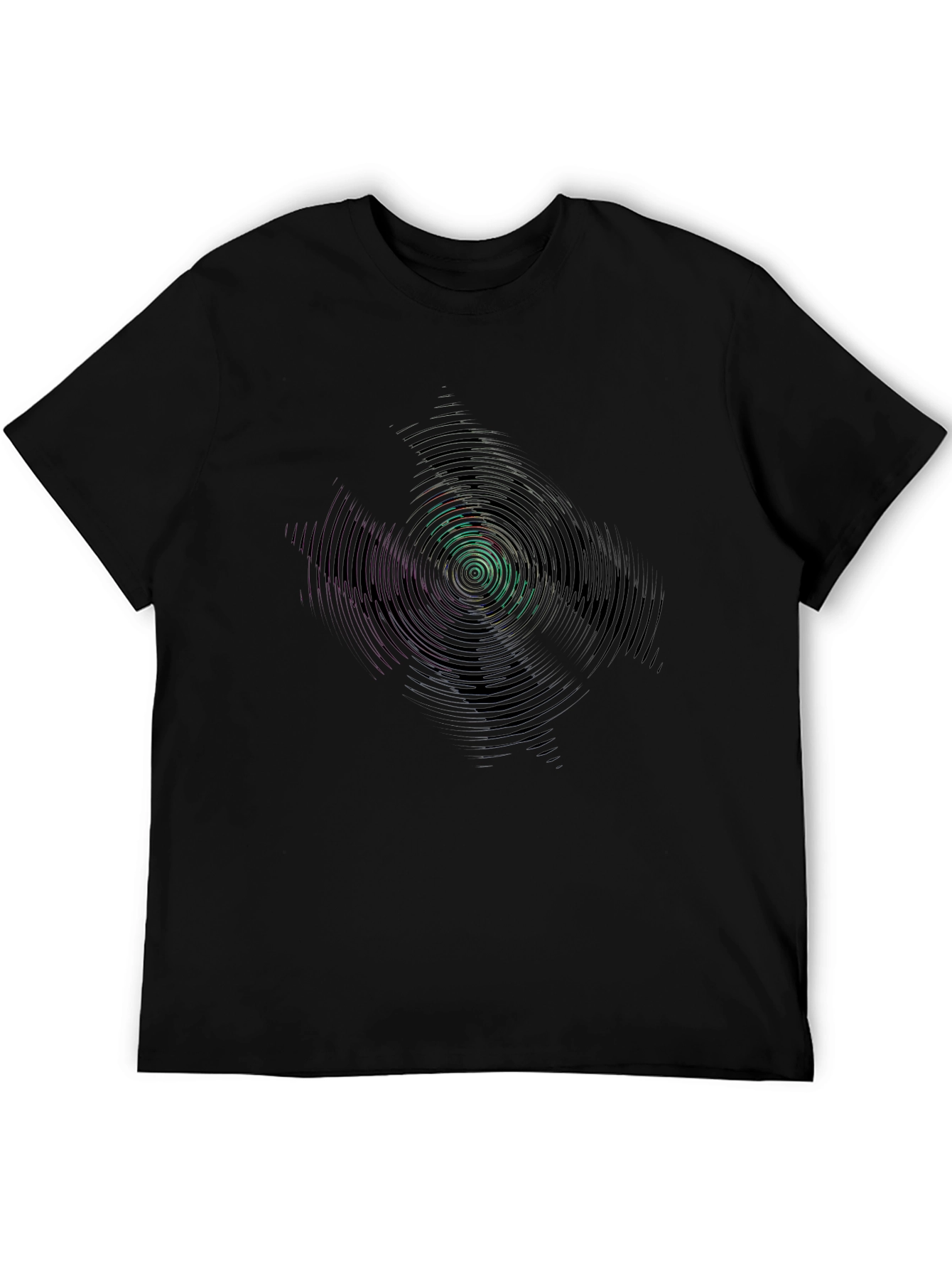 Abstract Vortex Graphic Tee - Black Cotton T-Shirt
