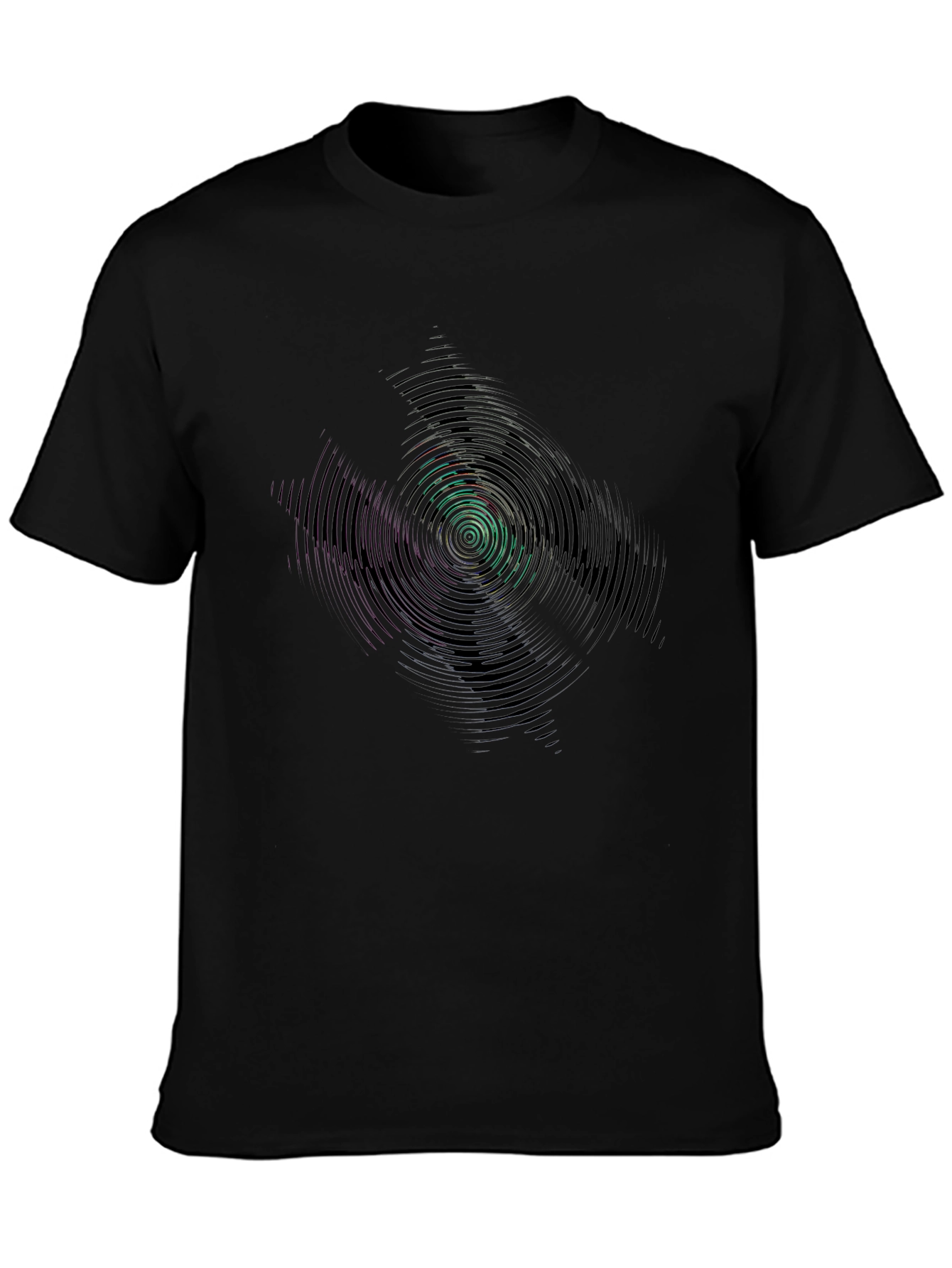 Abstract Vortex Graphic Tee - Black Cotton T-Shirt