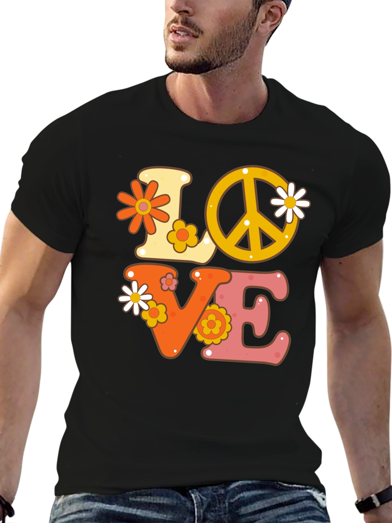 Retro Love Peace Sign Graphic Tee