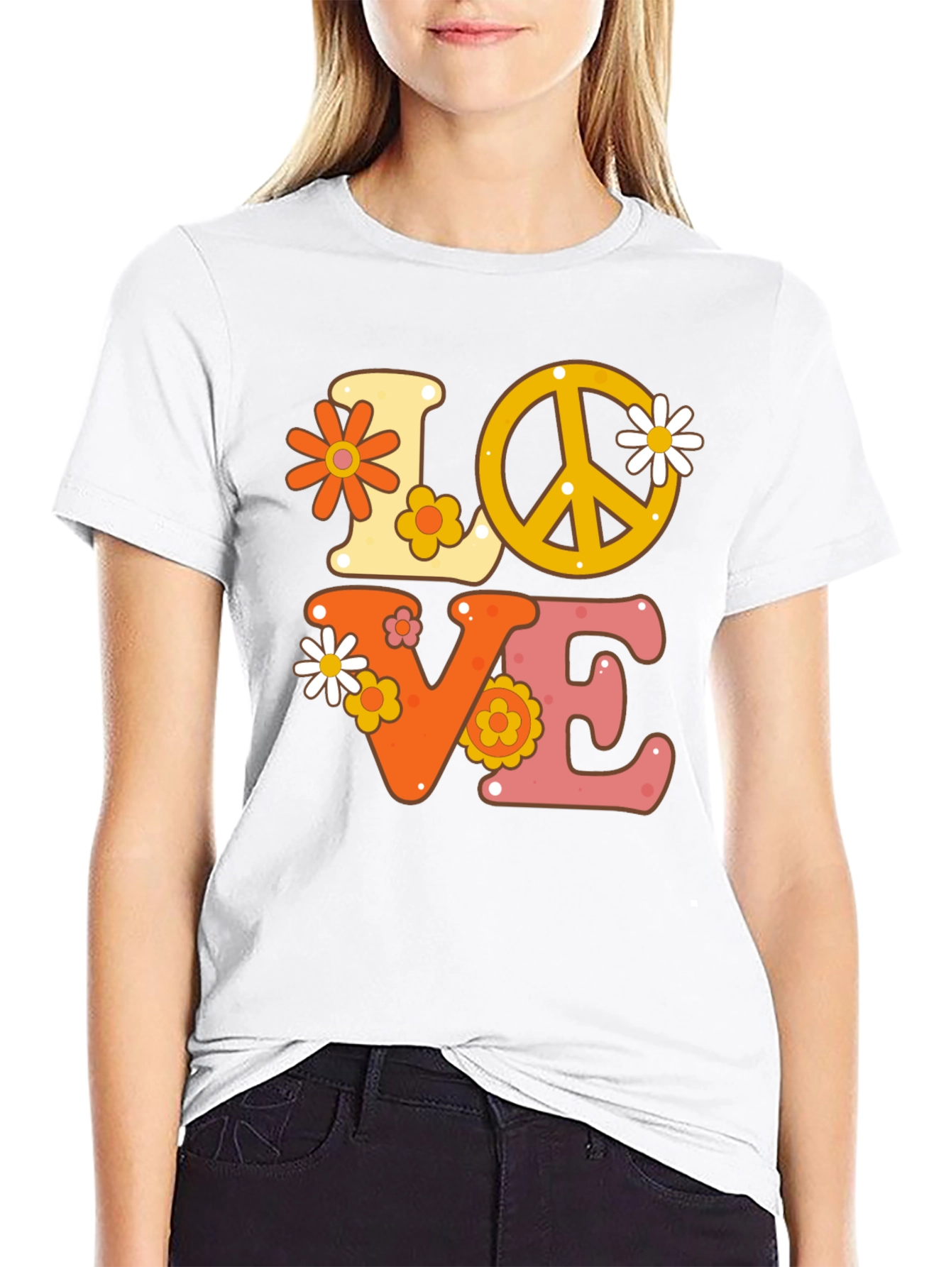 Retro Love Peace Sign Graphic Tee