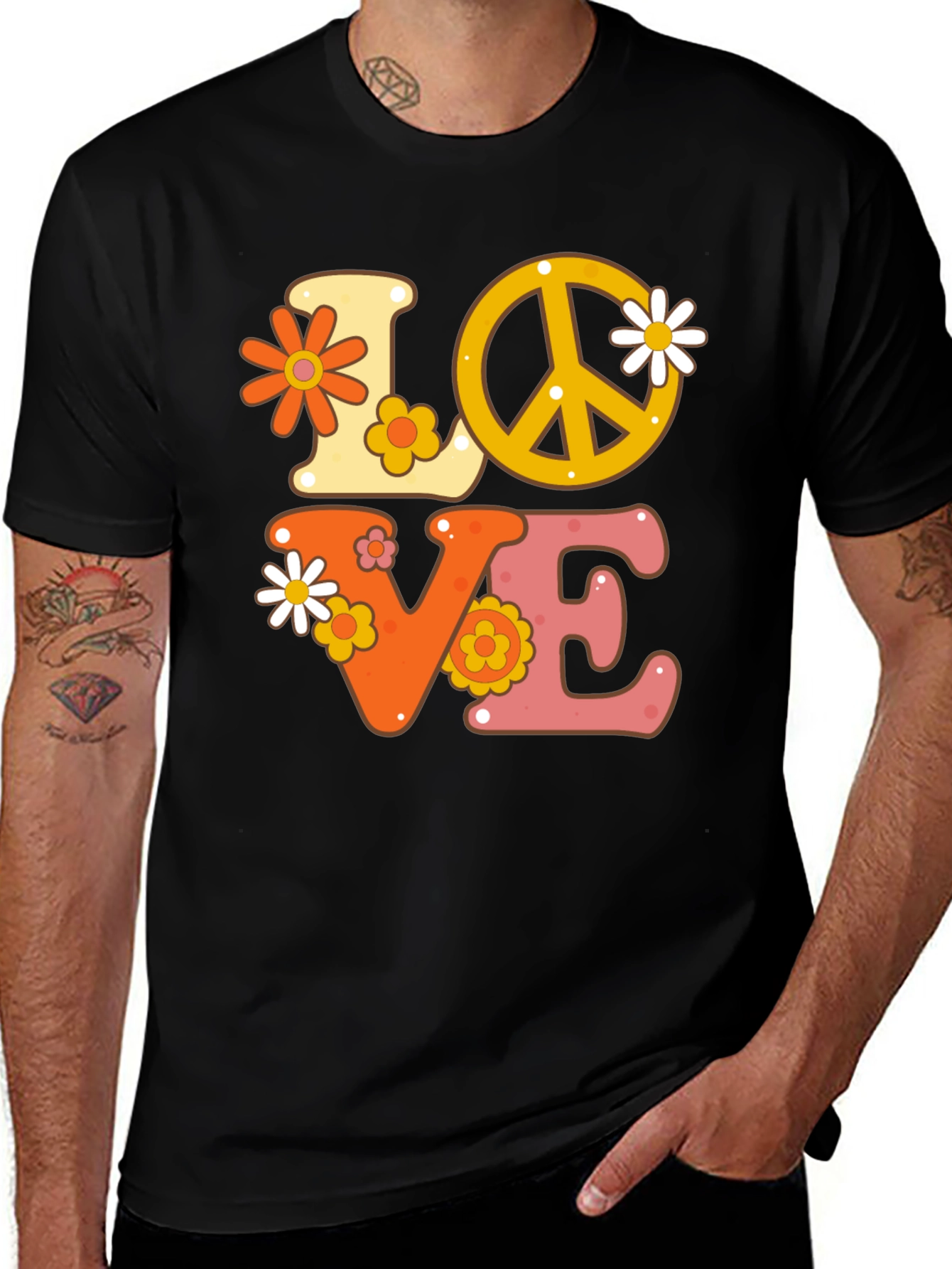 Retro Love Peace Sign Graphic Tee