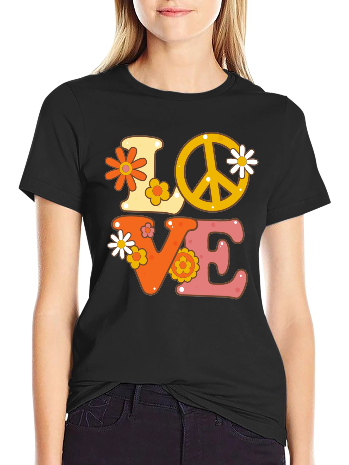 Retro Love Peace Sign Graphic Tee