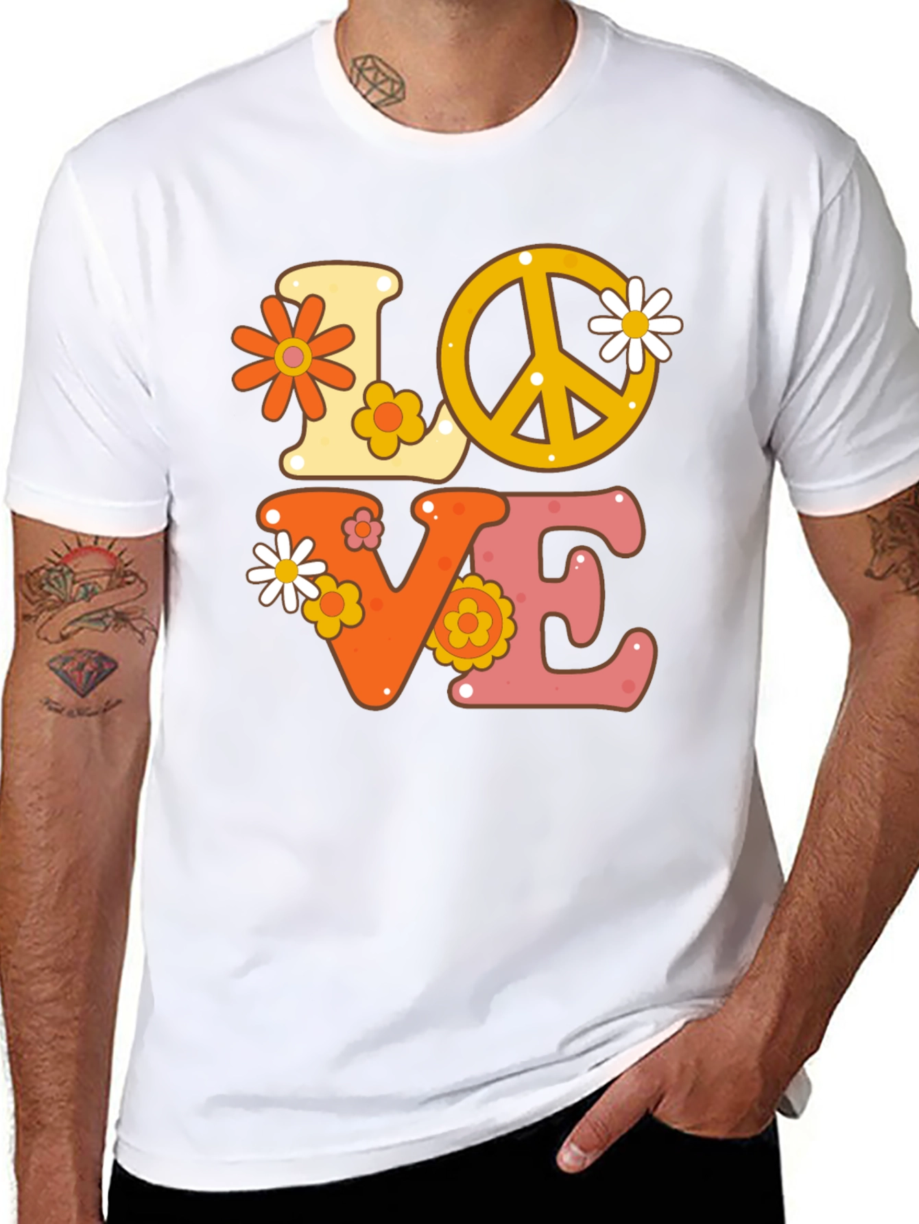 Retro Love Peace Sign Graphic Tee