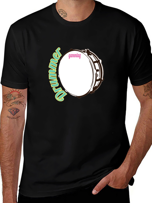 Drummer T-Shirt - Black Crew Neck - Music Lover Tee