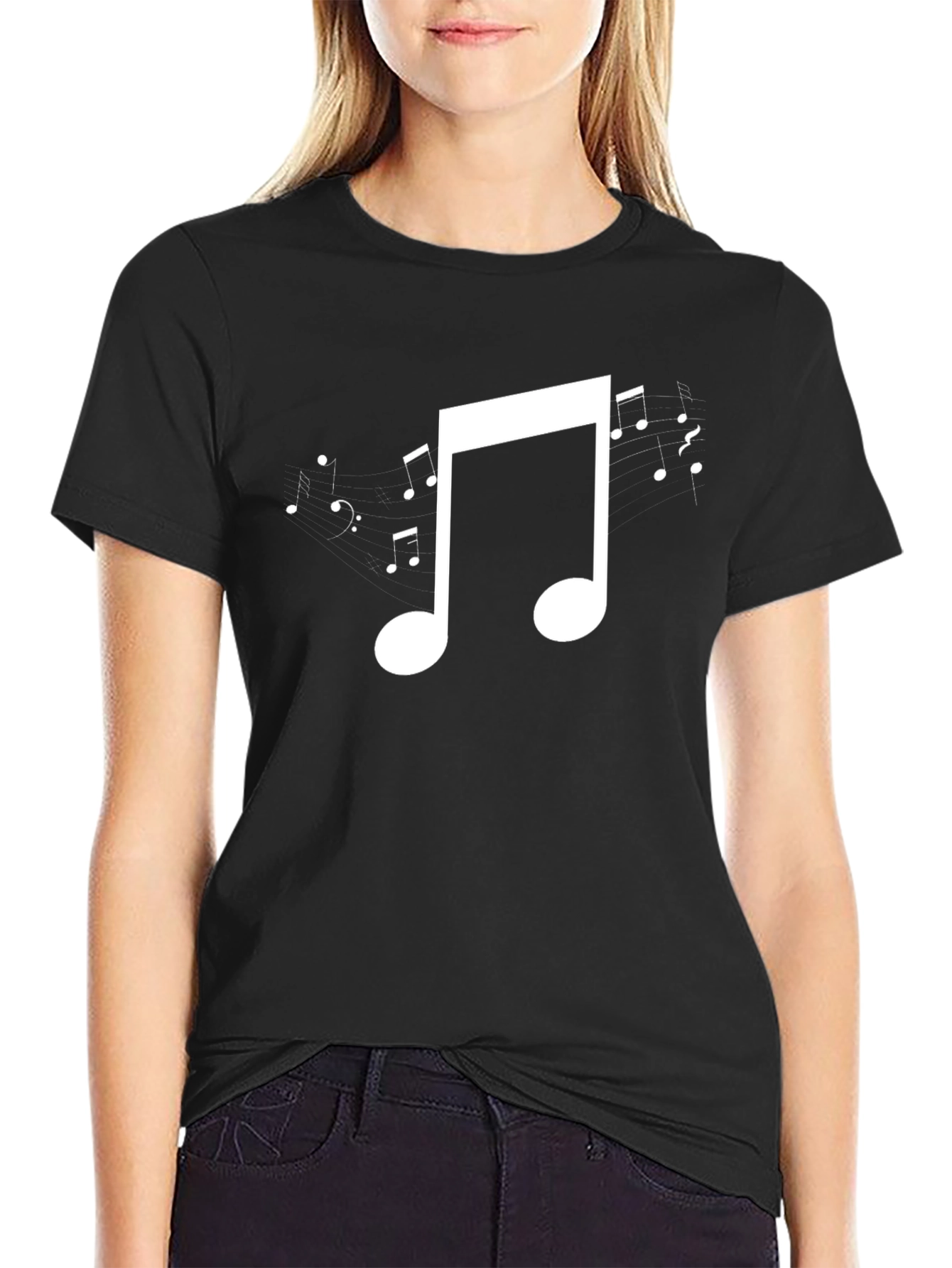 Music Note Graphic Black T-Shirt