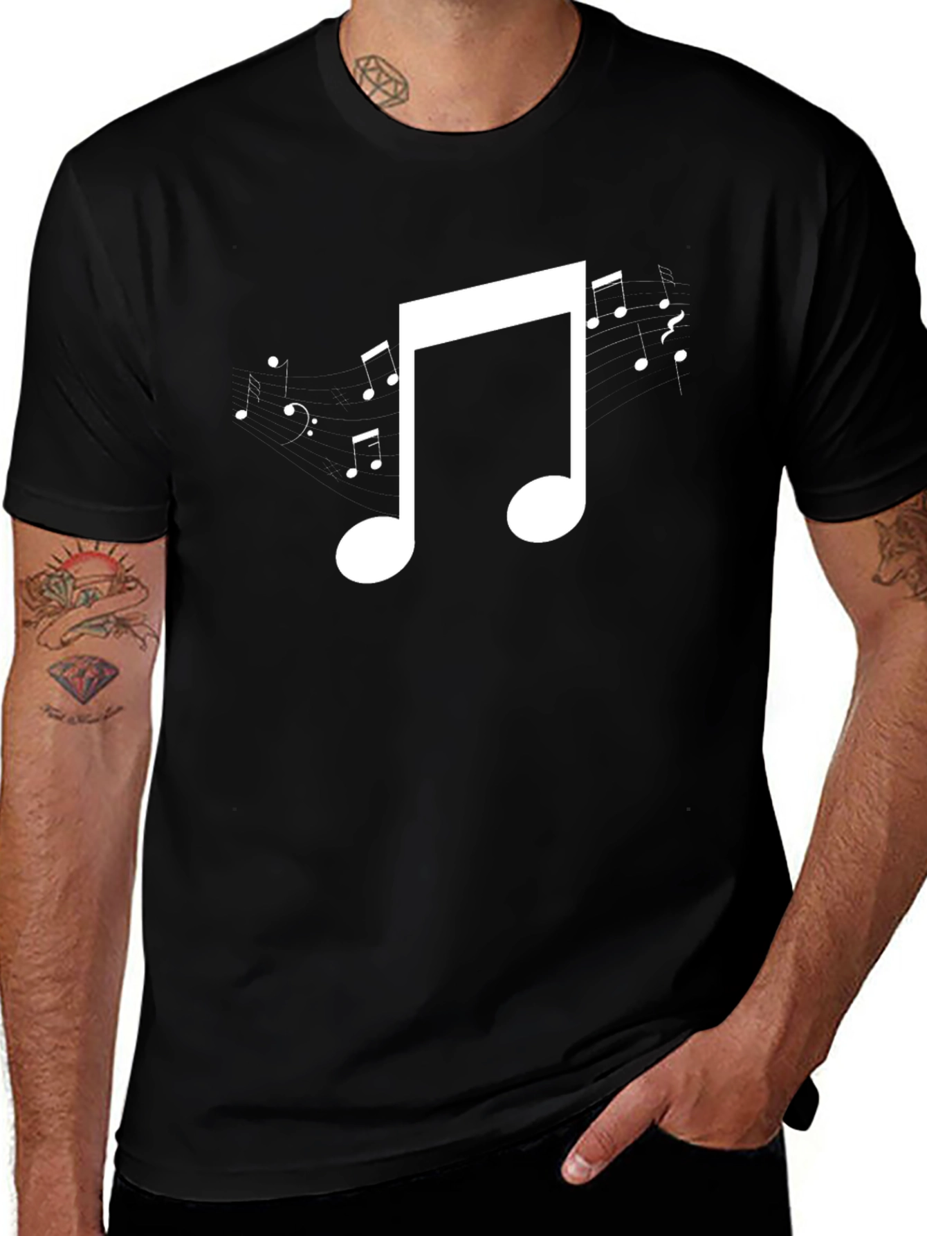 Music Note Graphic Black T-Shirt