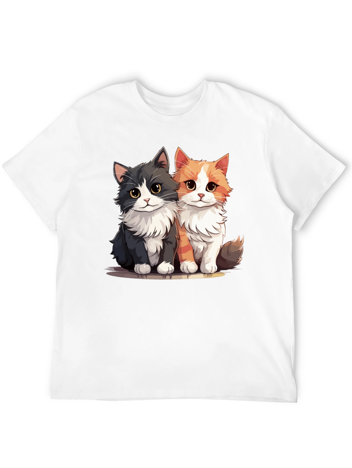 Cute Cartoon Cats Graphic Black T-Shirt