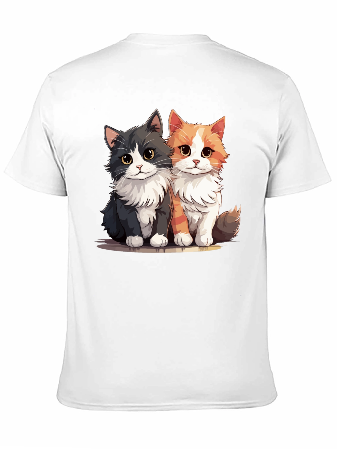 Cute Cartoon Cats Graphic Black T-Shirt