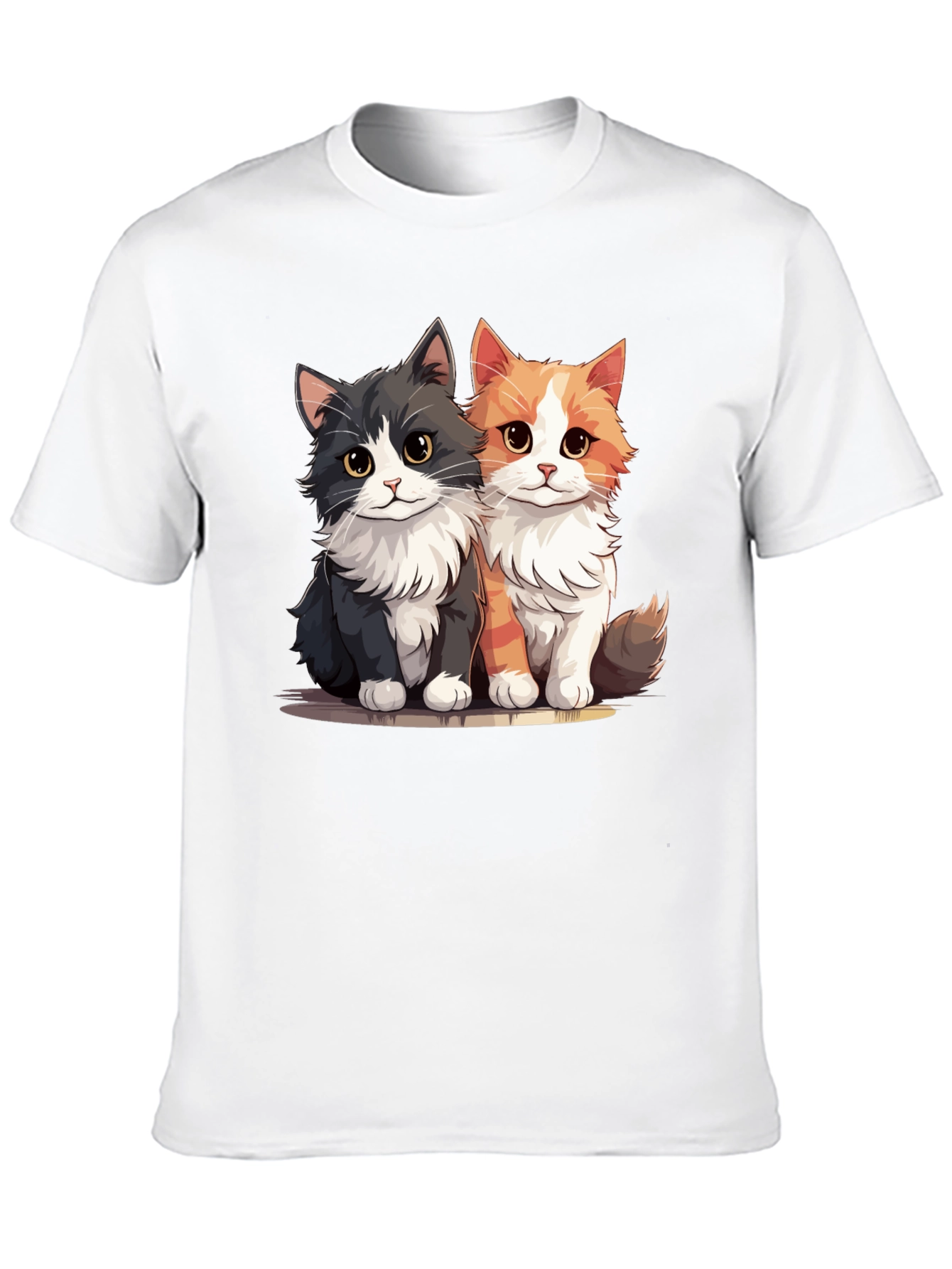 Cute Cartoon Cats Graphic Black T-Shirt
