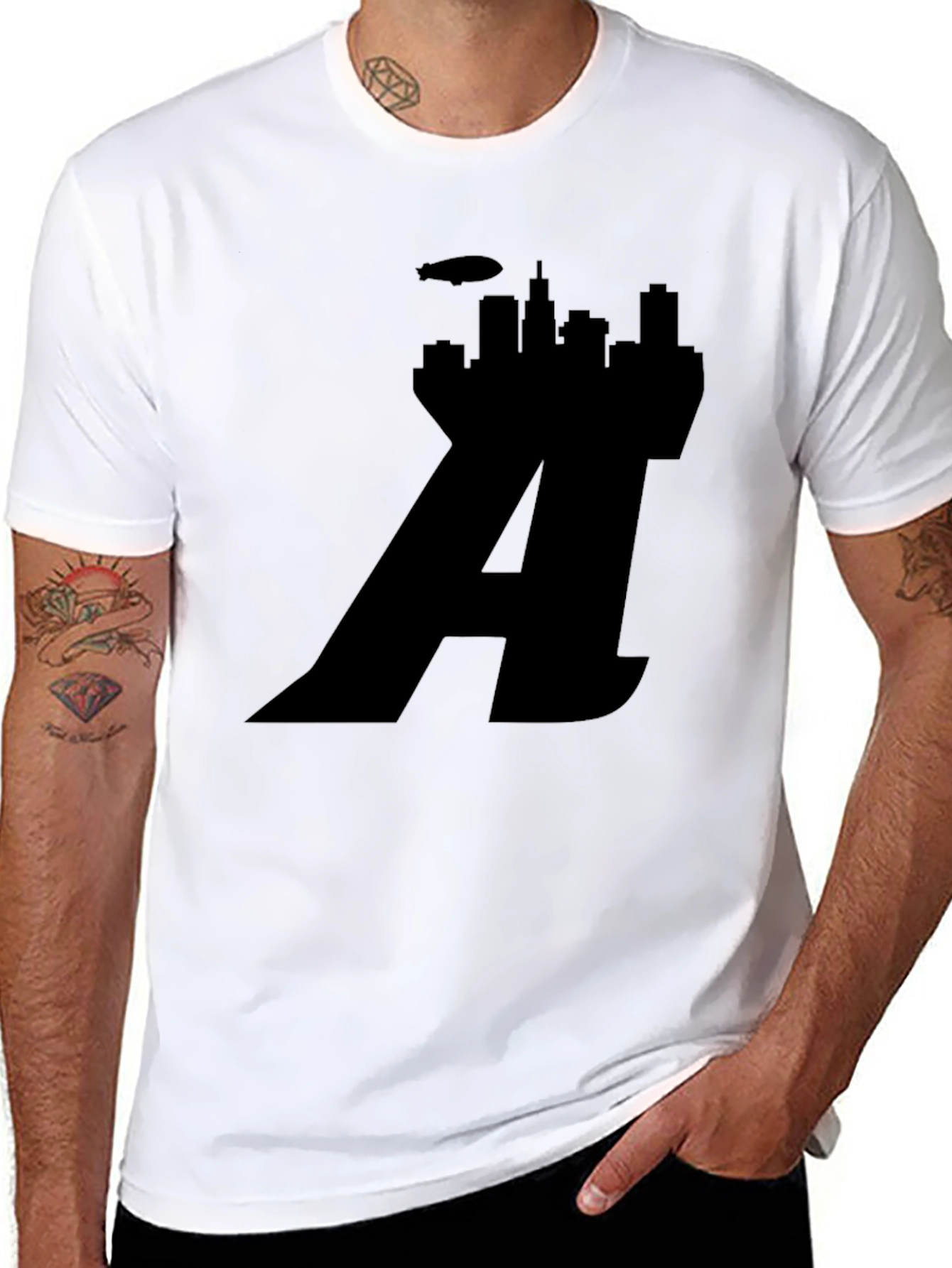 Chicago Skyline Letter A Black T-Shirt