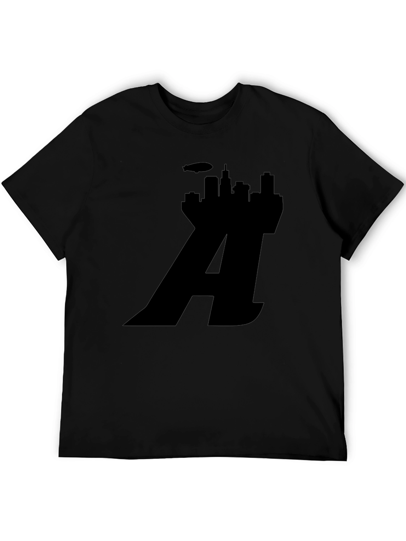 Chicago Skyline Letter A Black T-Shirt
