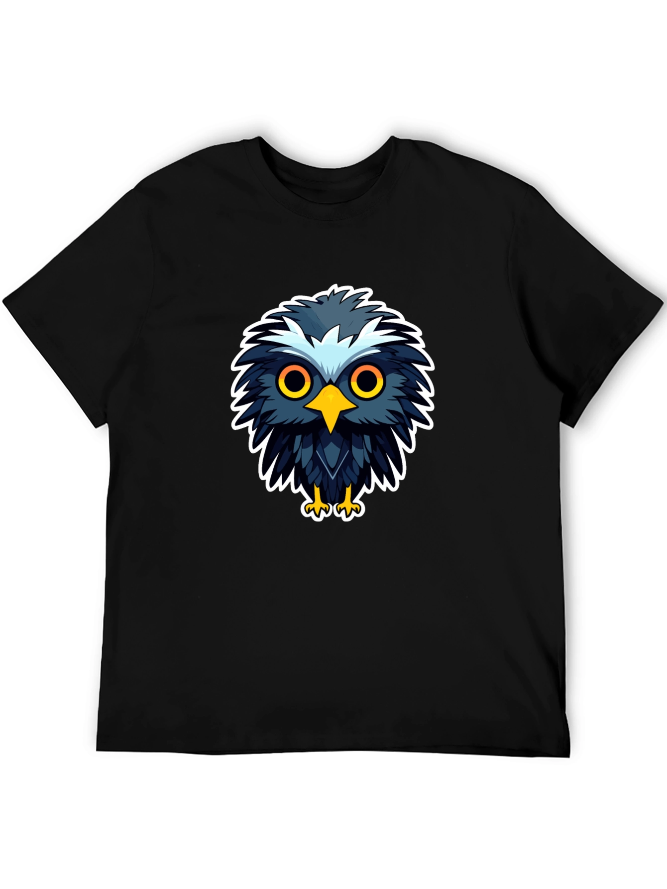 Cool Cartoon Owl Graphic Black T-Shirt