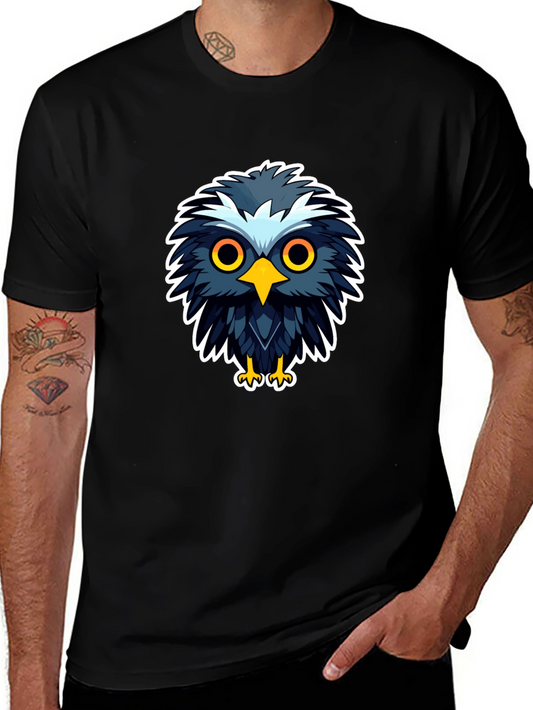 Cool Cartoon Owl Graphic Black T-Shirt