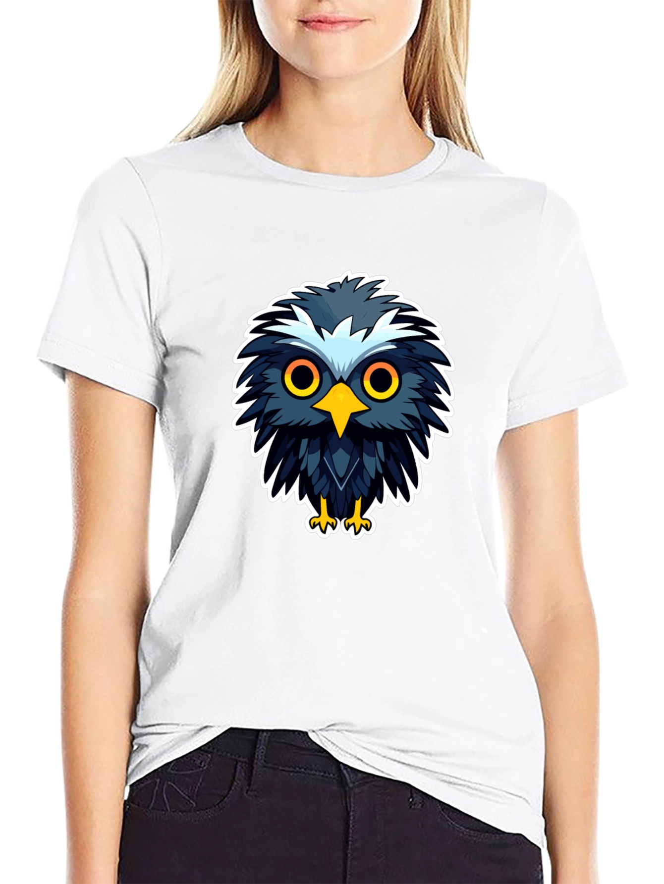 Cool Cartoon Owl Graphic Black T-Shirt