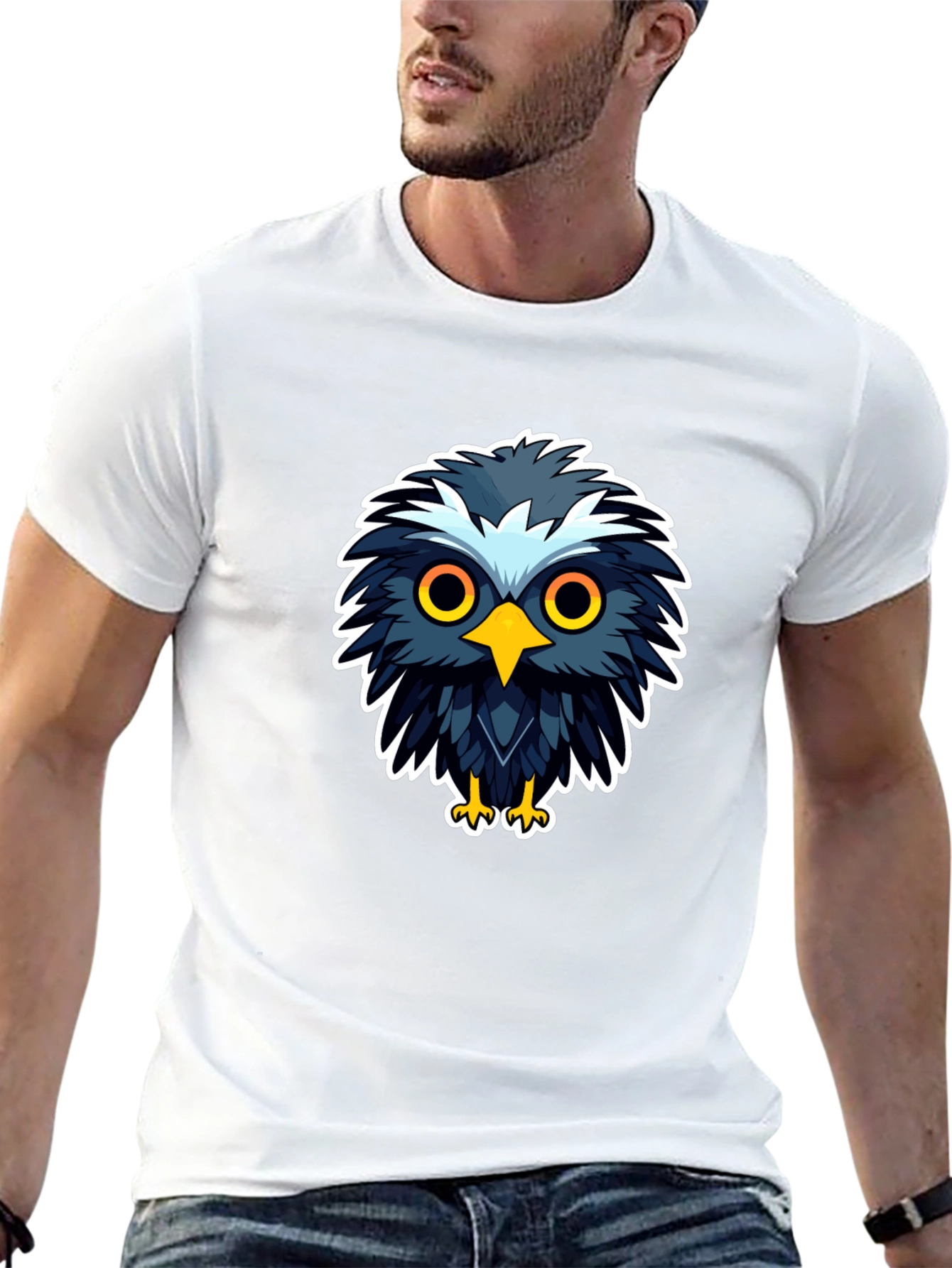 Cool Cartoon Owl Graphic Black T-Shirt
