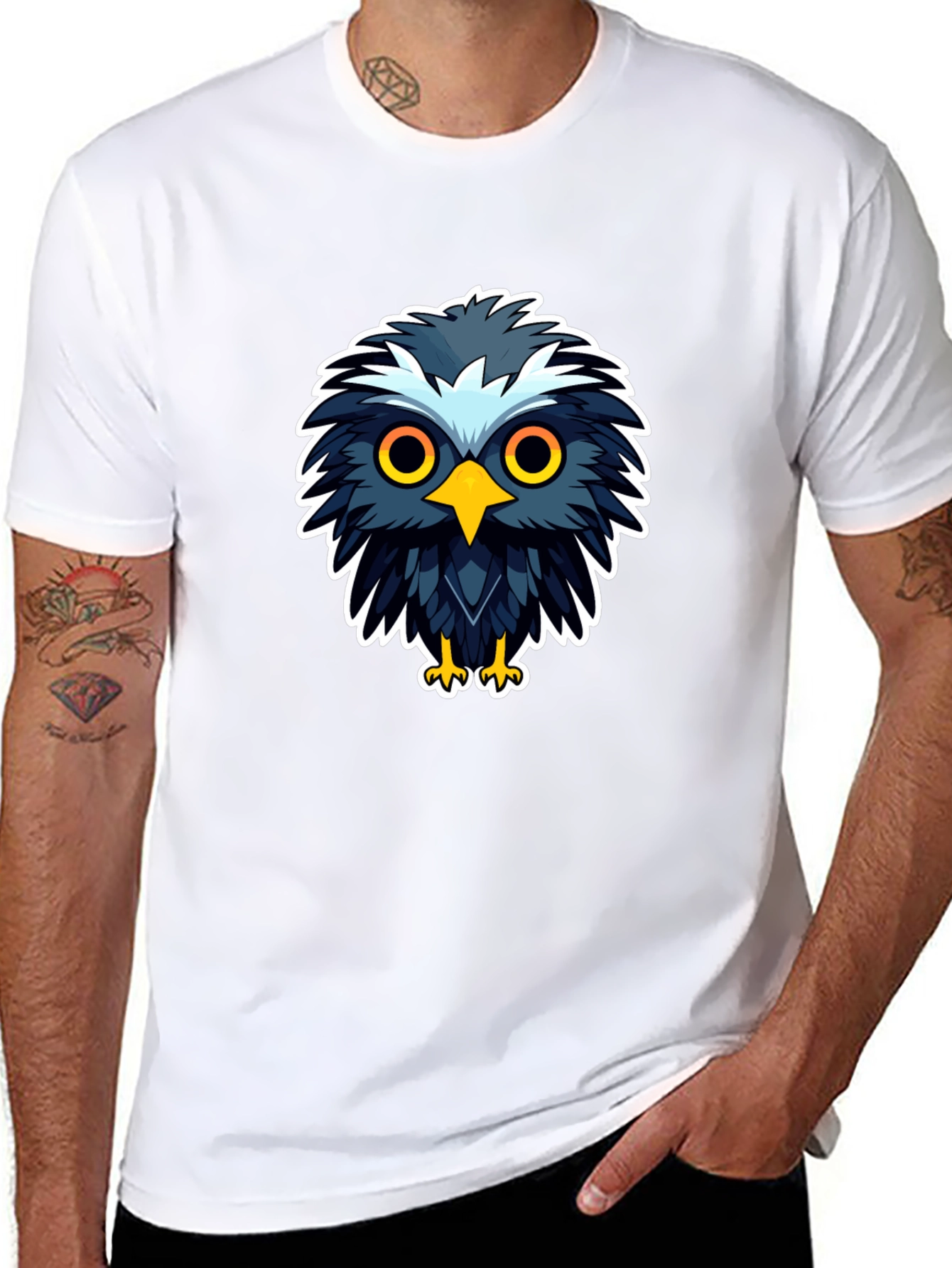 Cool Cartoon Owl Graphic Black T-Shirt