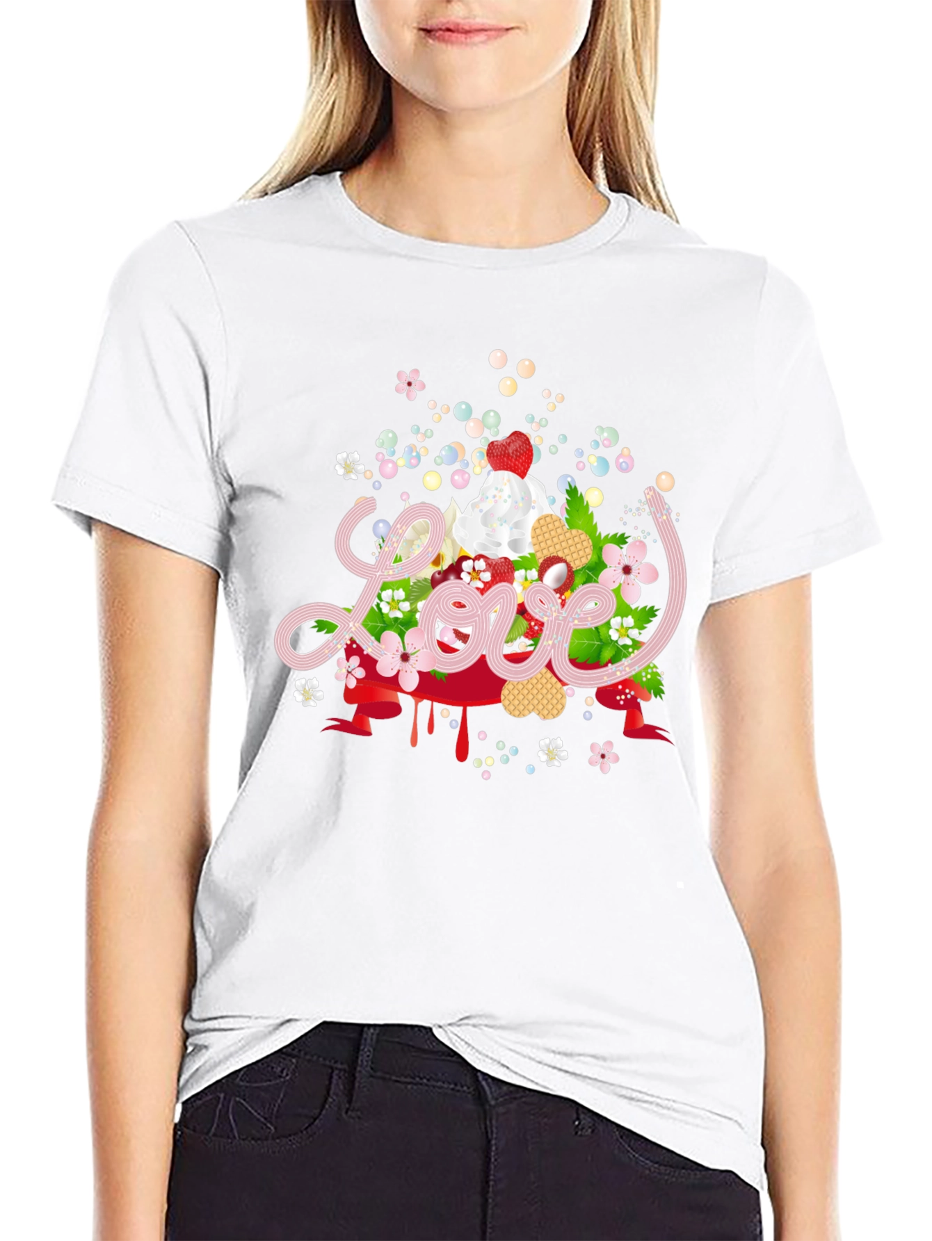 Sweet Love Valentines Day Black Graphic Tee