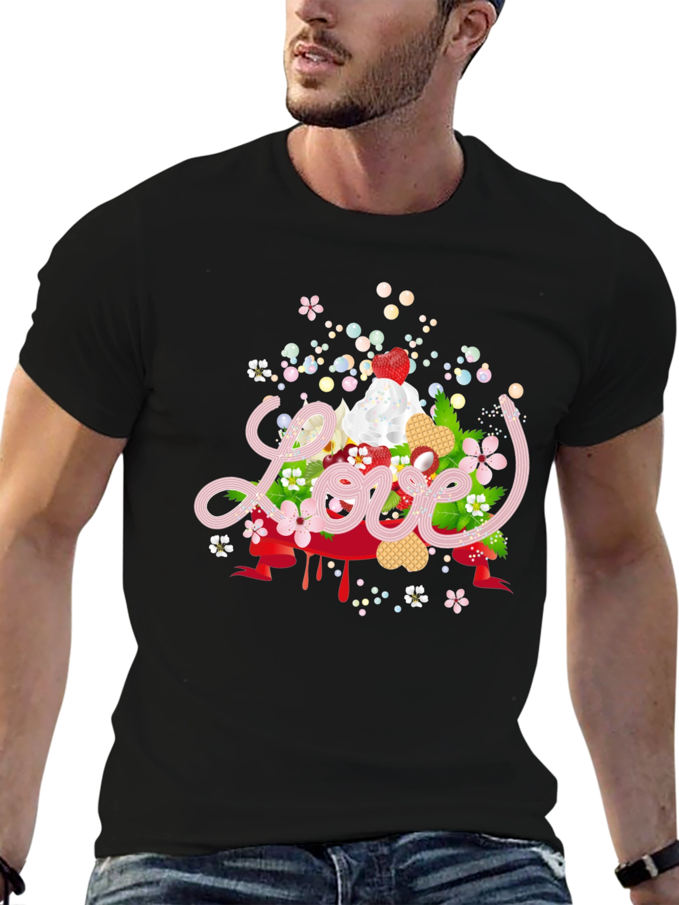 Sweet Love Valentines Day Black Graphic Tee