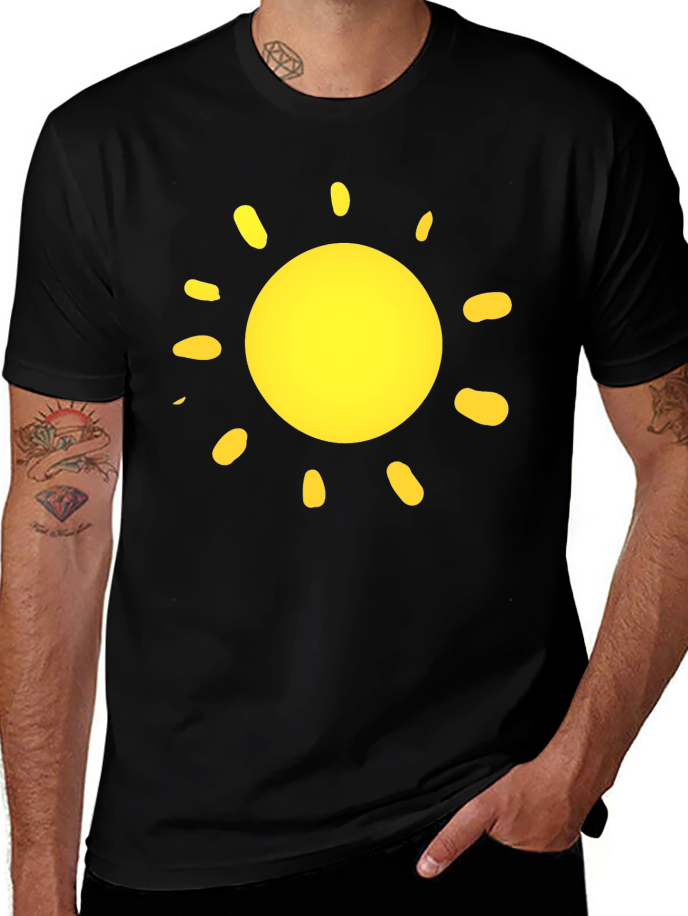 Sunny Day T-Shirt - Black Cotton Crew Neck