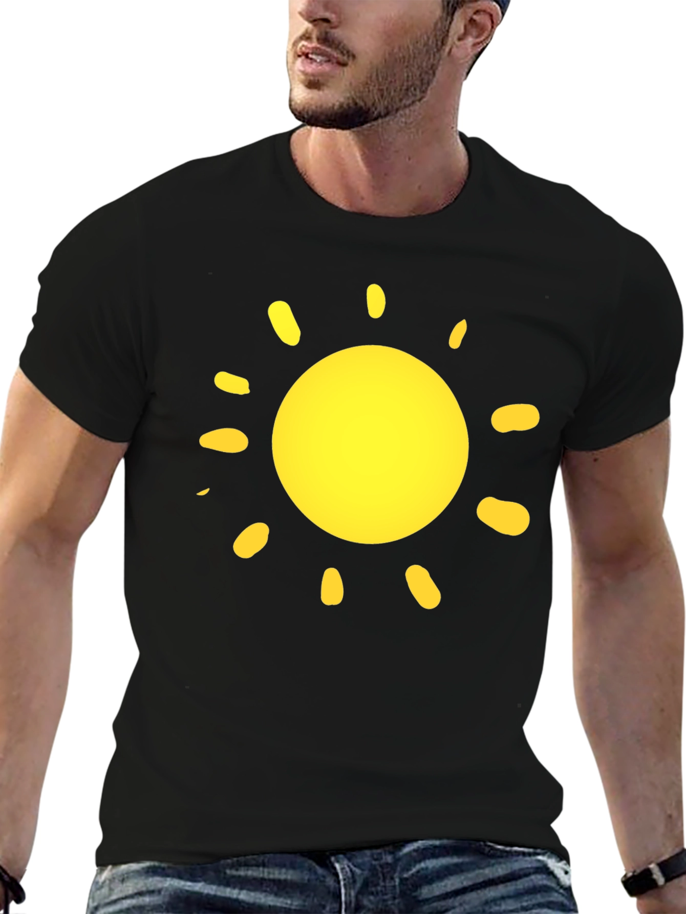 Sunny Day T-Shirt - Black Cotton Crew Neck