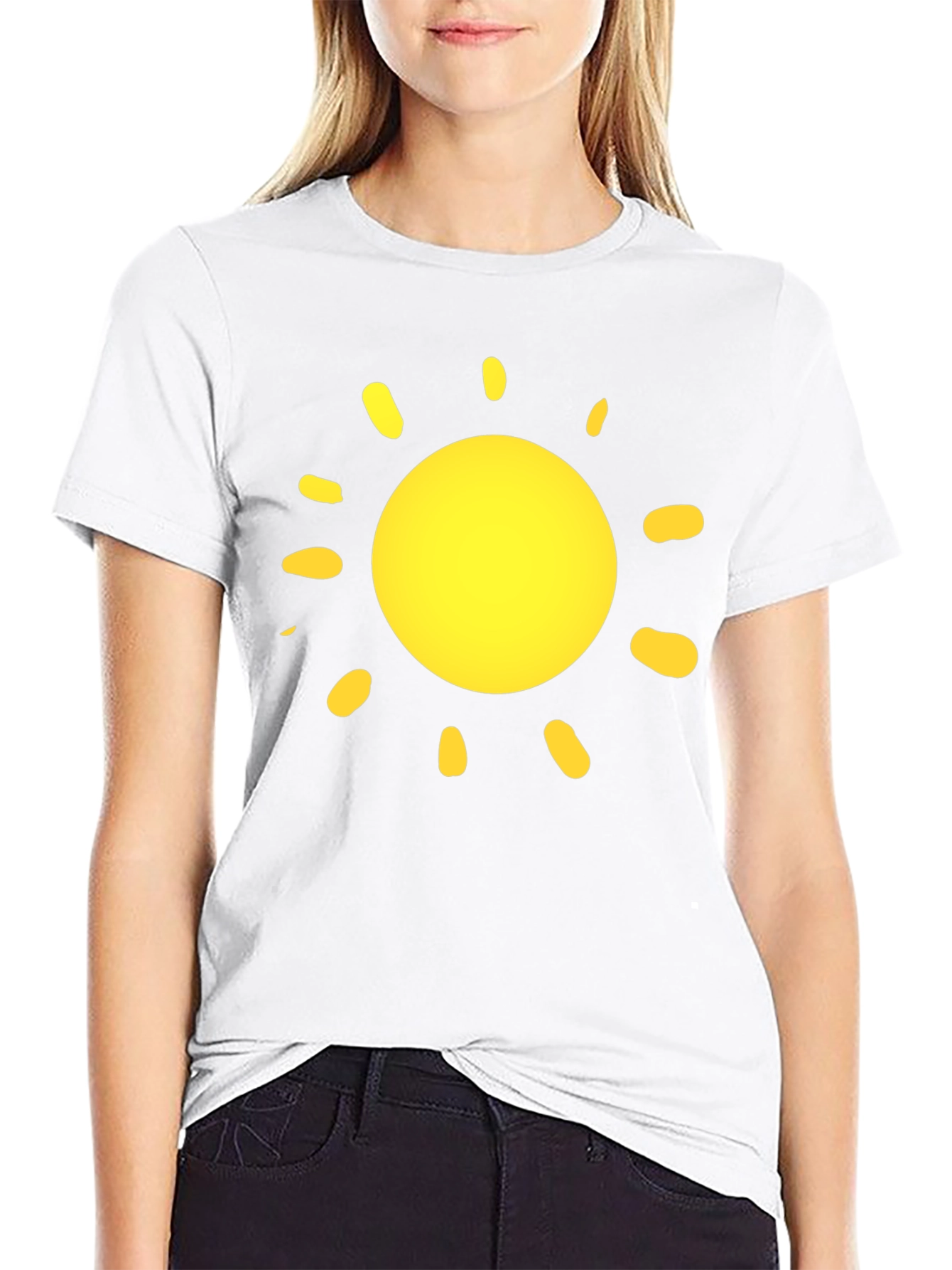 Sunny Day T-Shirt - Black Cotton Crew Neck