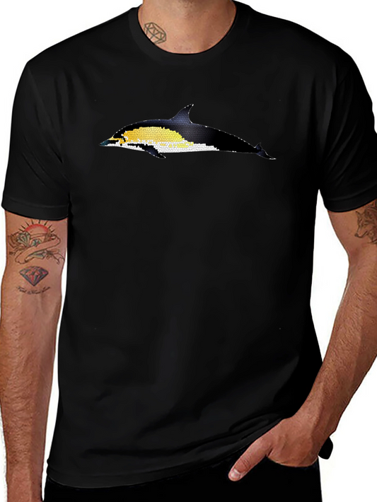Black T-Shirt with Dolphin Mosaic