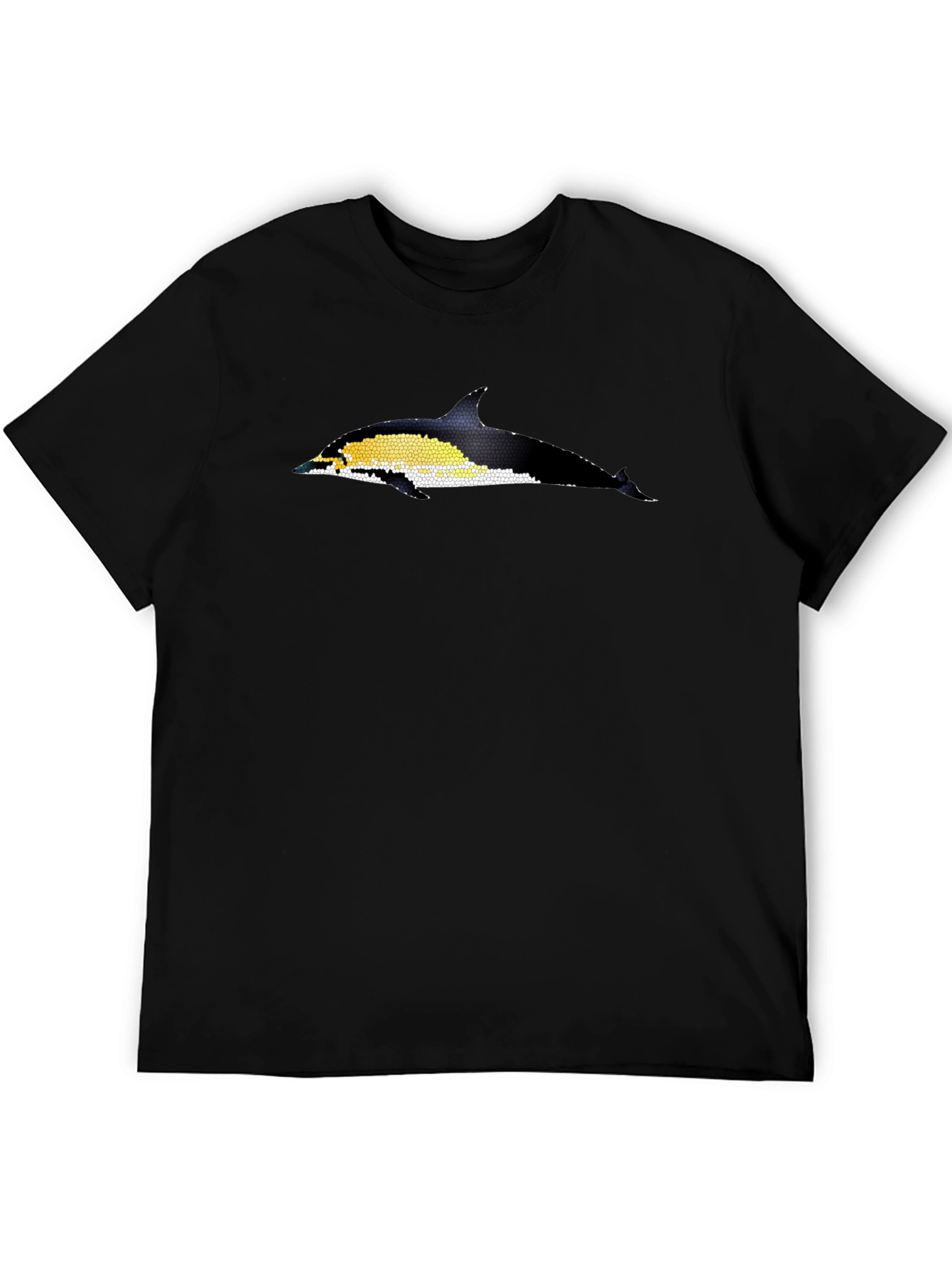 Black T-Shirt with Dolphin Mosaic