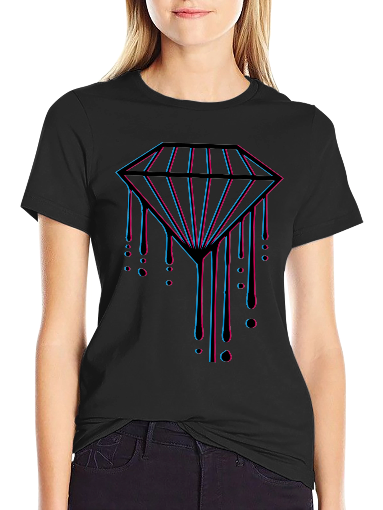 Mens Black T-Shirt with Diamond Graphic