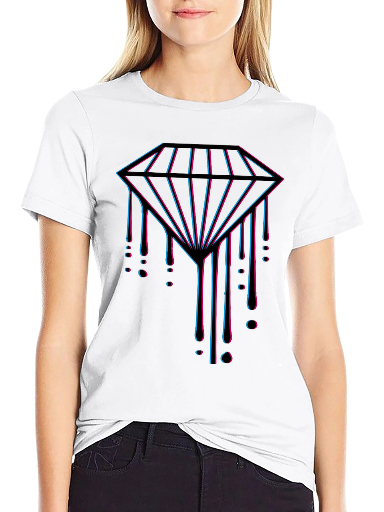 Mens Black T-Shirt with Diamond Graphic