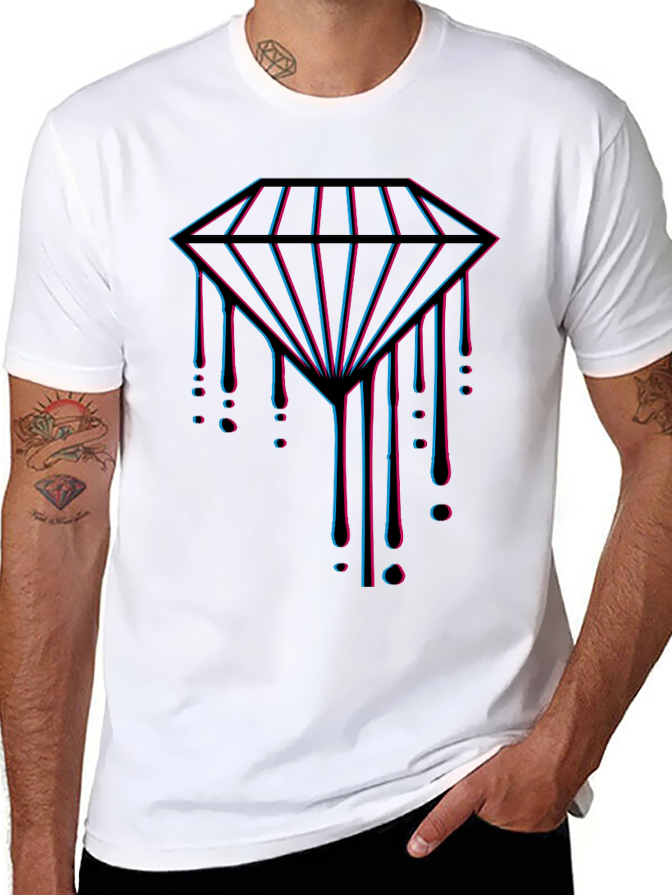 Mens Black T-Shirt with Diamond Graphic