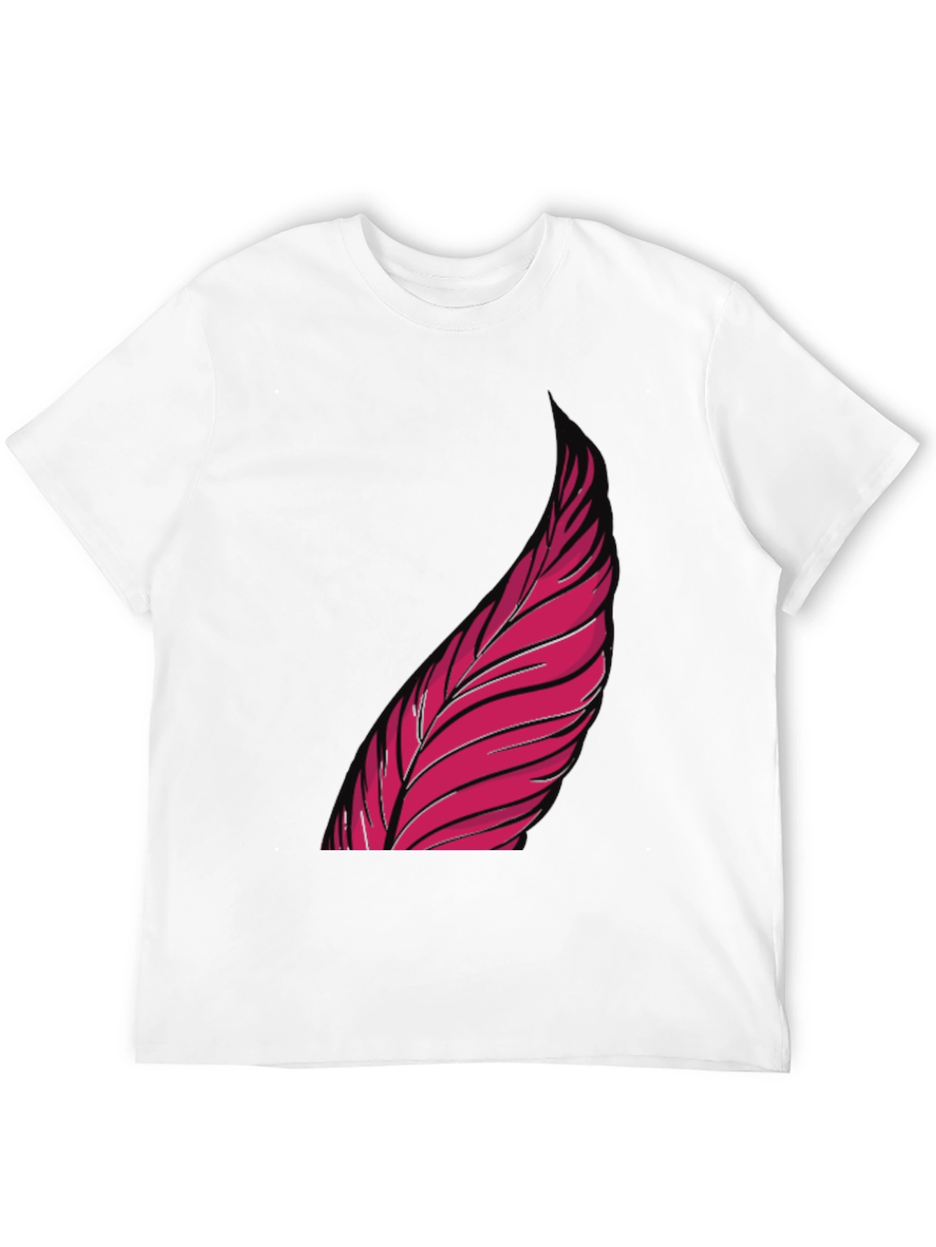 Mens Black Graphic Tee - Pink Feather Design