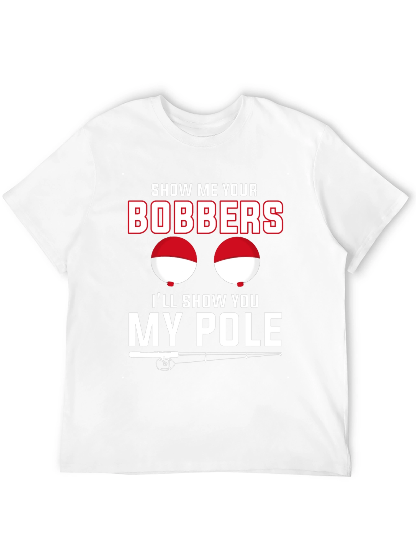 Funny Fishing Bobbers and Pole Black T-Shirt