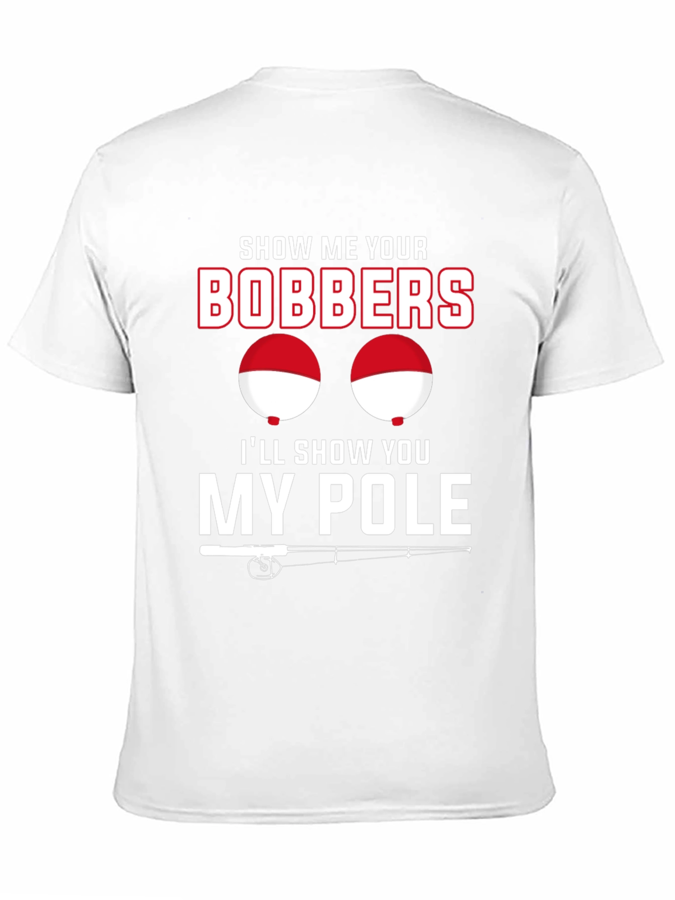 Funny Fishing Bobbers and Pole Black T-Shirt