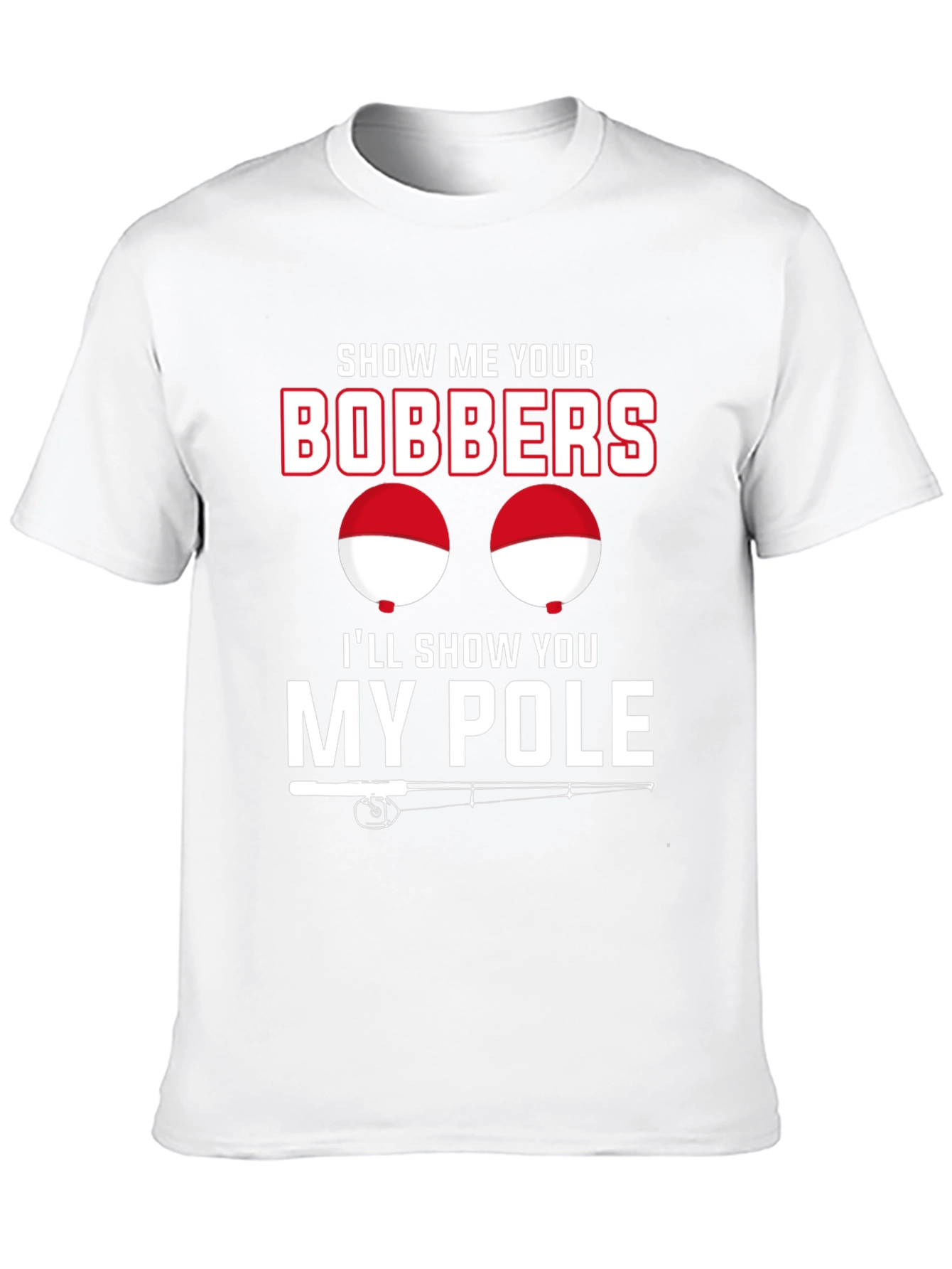 Funny Fishing Bobbers and Pole Black T-Shirt
