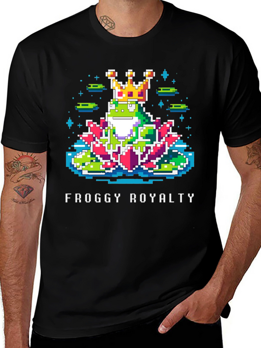 Froggy Royalty Graphic Tee - Pixel Art Frog King