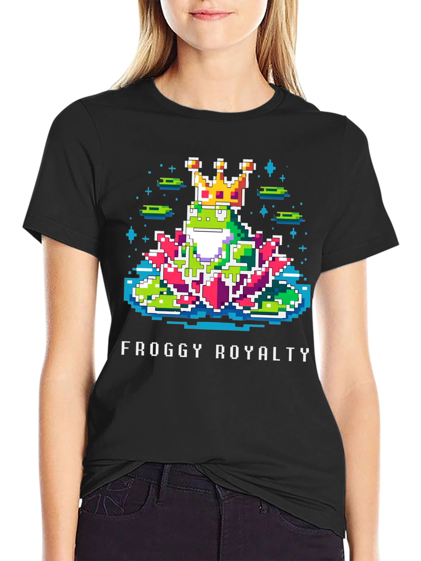 Froggy Royalty Graphic Tee - Pixel Art Frog King