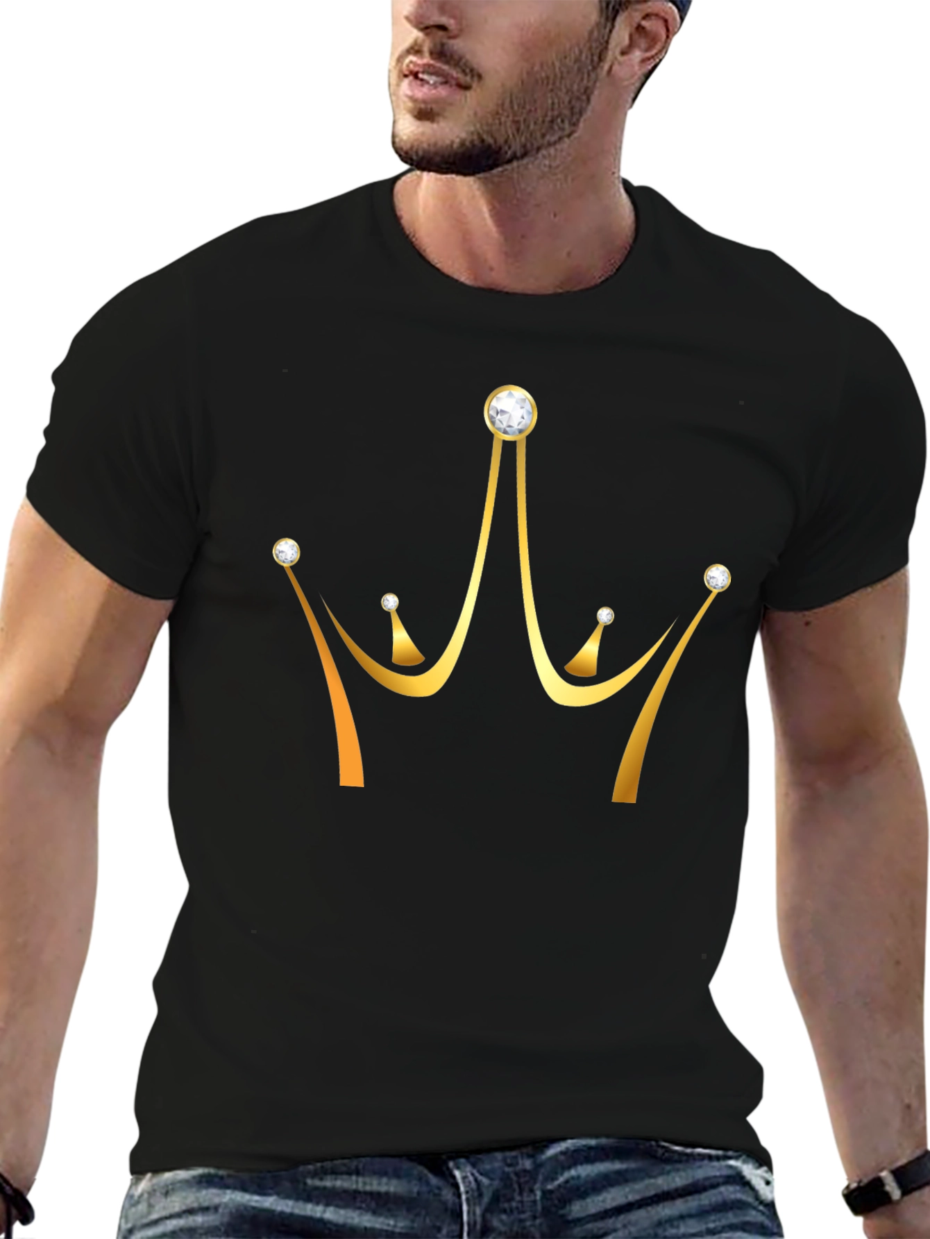 Golden Crown Graphic T-Shirt - Stylish Mens Tee