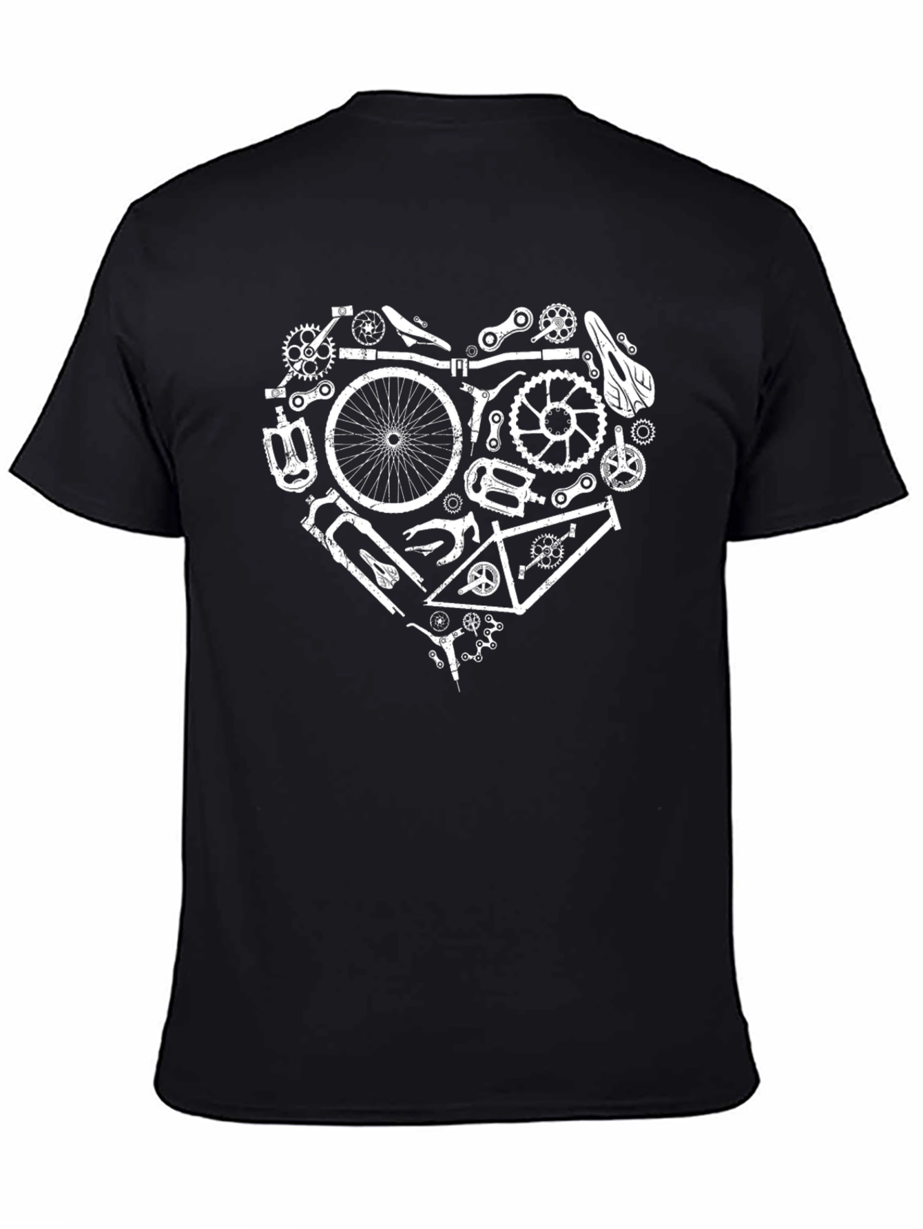 Bike Parts Heart Graphic T-Shirt - Cycling Enthusiast Tee