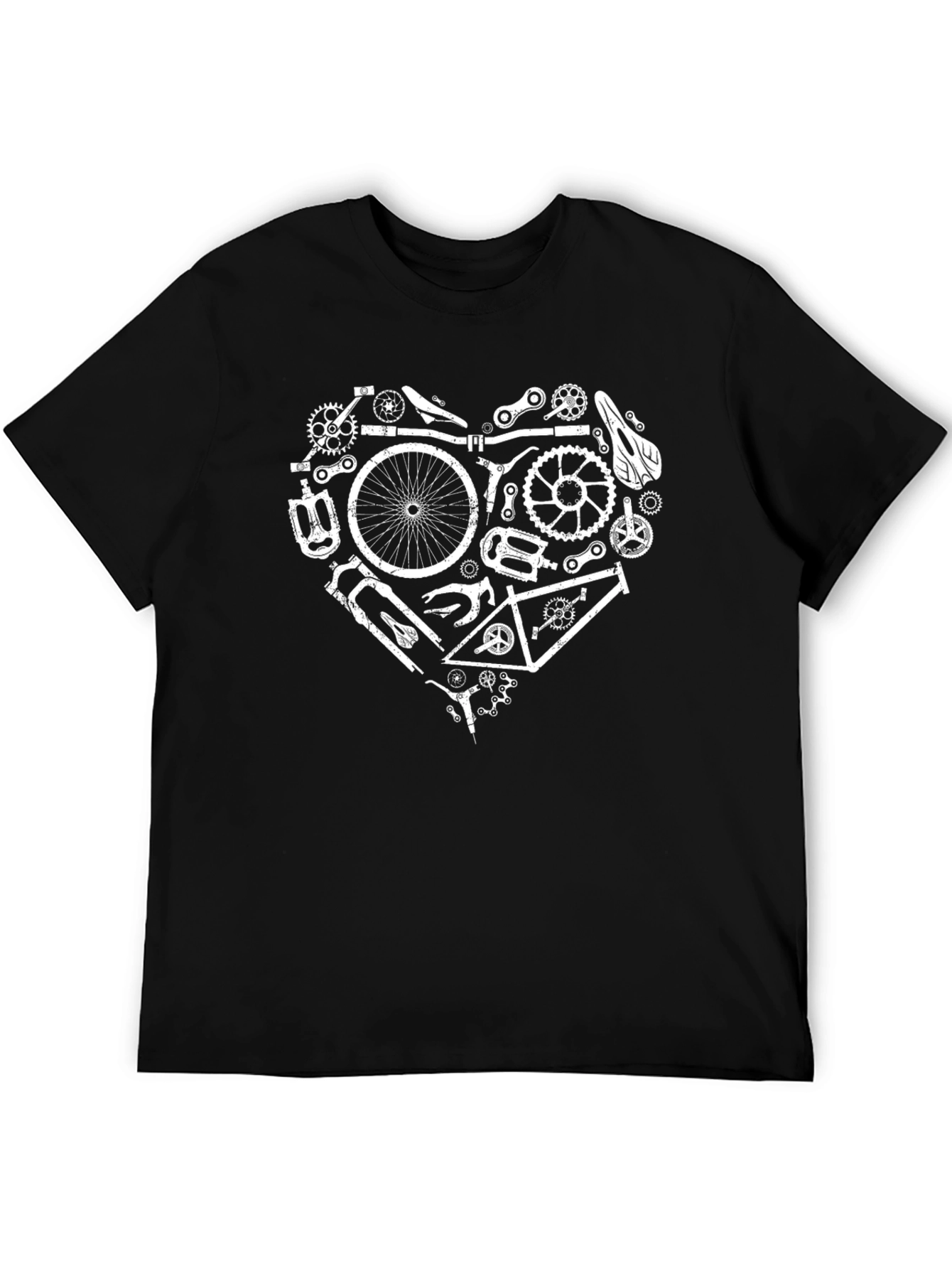 Bike Parts Heart Graphic T-Shirt - Cycling Enthusiast Tee
