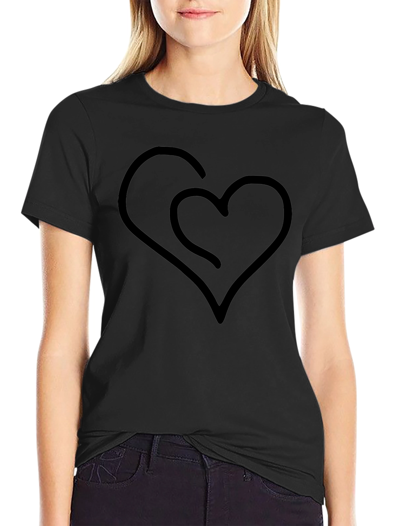 Modern Heart Graphic Tee - Black