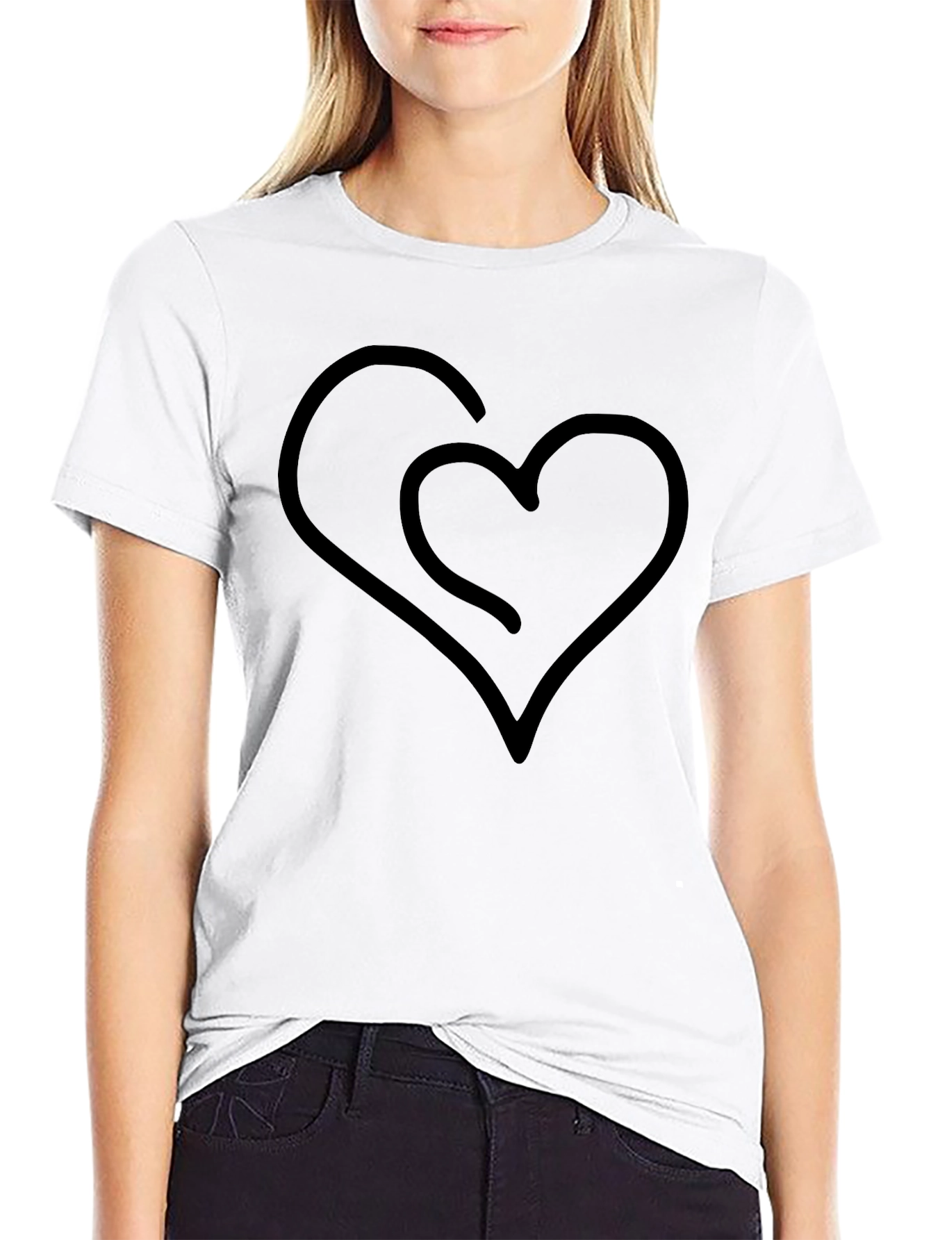 Modern Heart Graphic Tee - Black