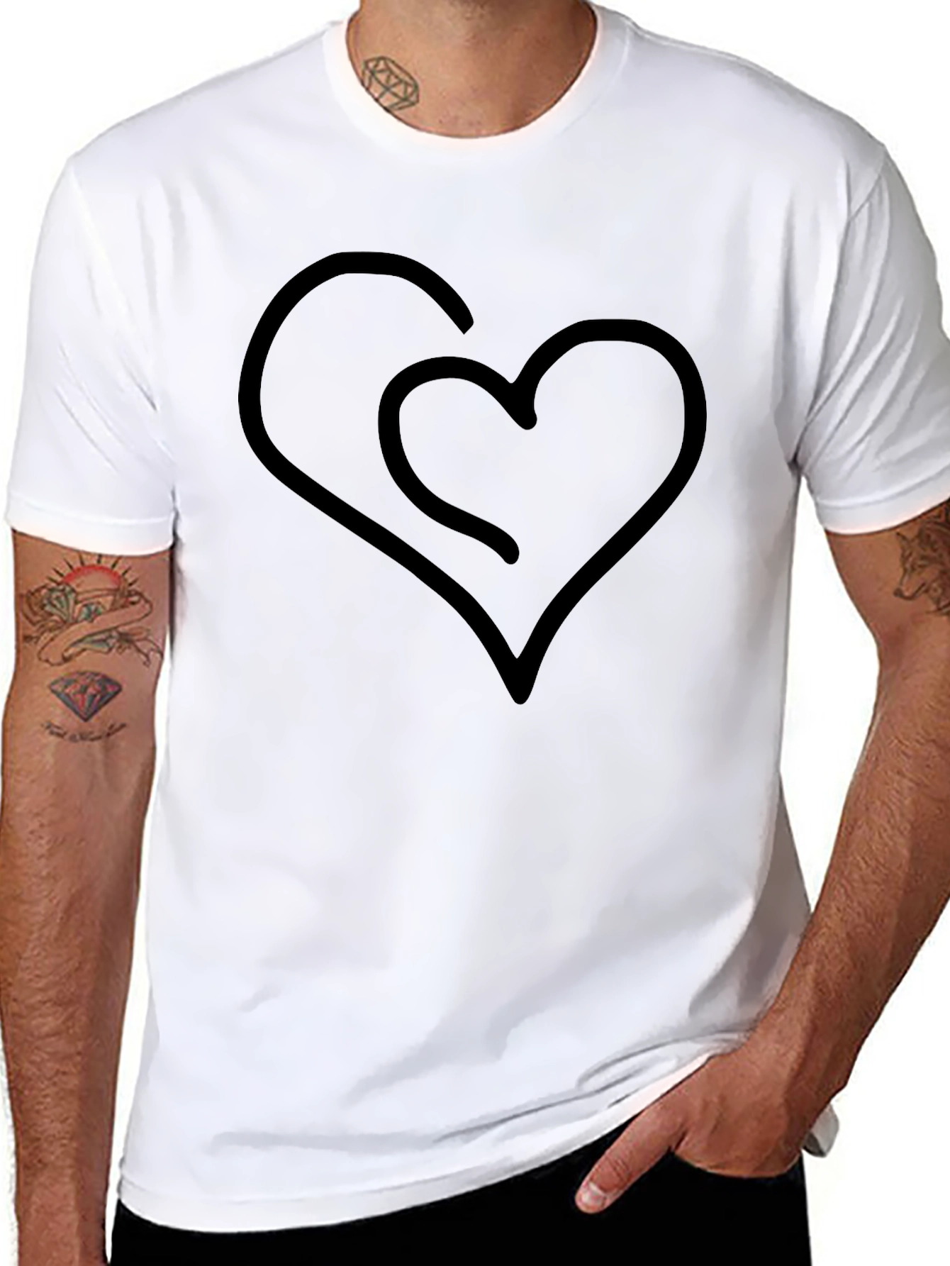 Modern Heart Graphic Tee - Black